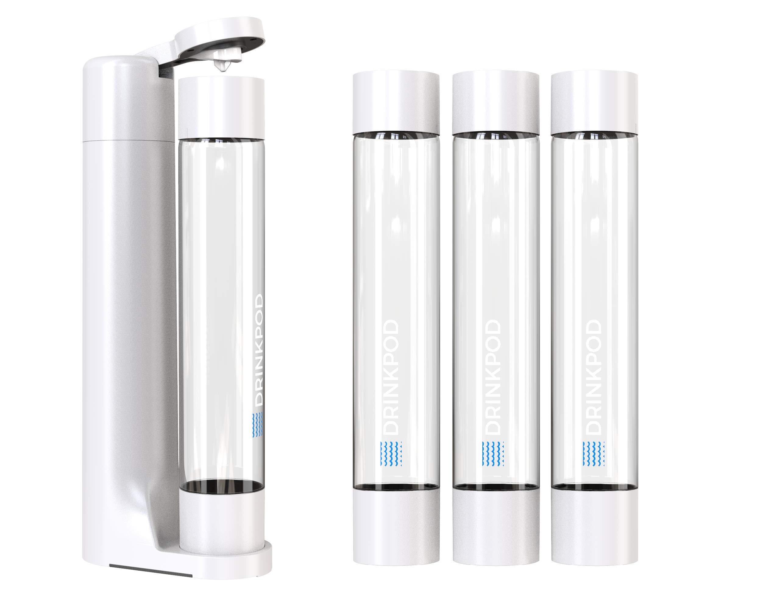 Fizzpod Sparkling Water Maker - Soda Machine with 3 x 1L Carbonating Bottles, Compatible with 60L CO2 Carbonator - Make Homemade Seltzer & Fruit-Infused Fizzy Drinks - Perfect for Parties, Home Bars & Healthy Hydration