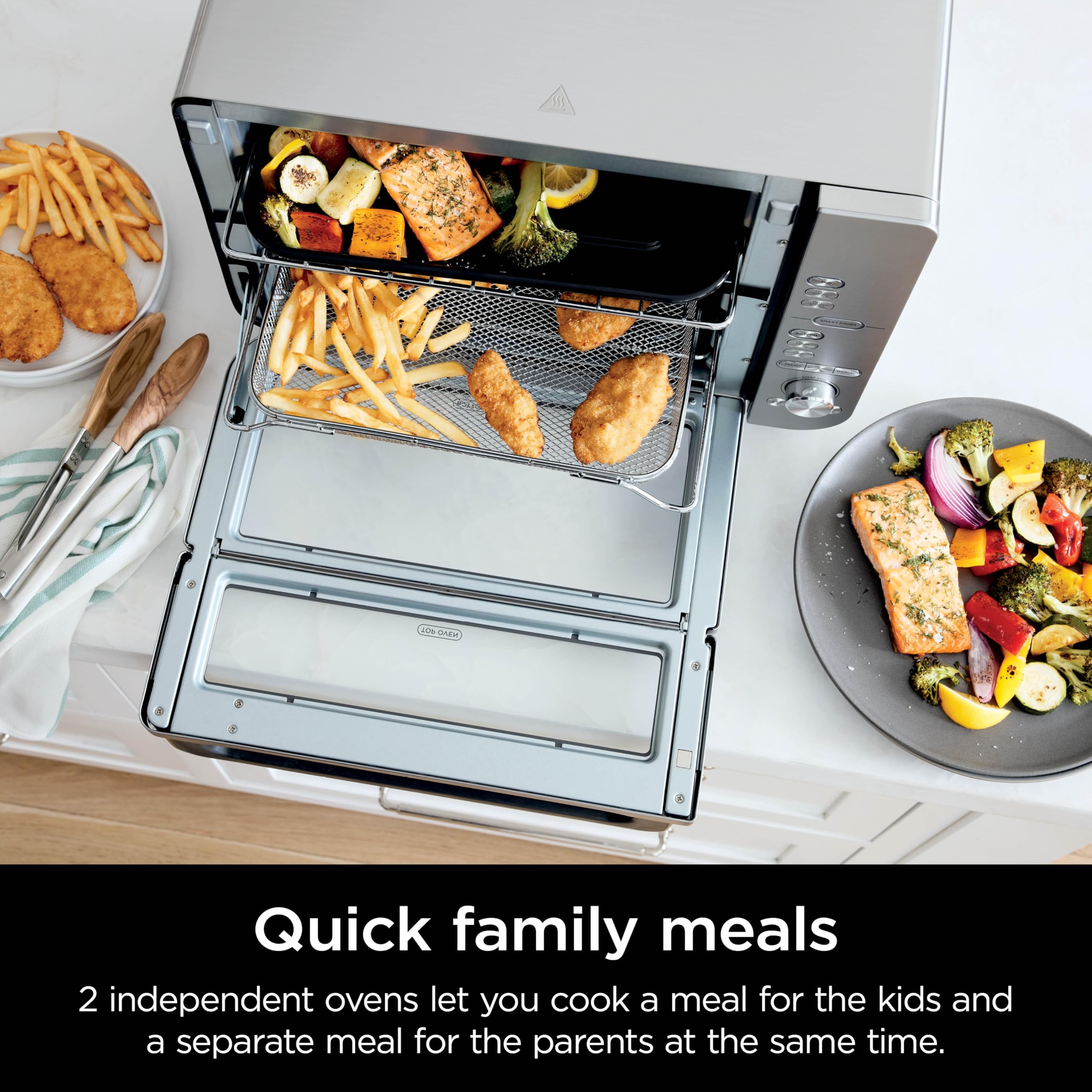 Ninja DCT651 XL Countertop Oven with Air Fryer - 12-in-1 Smart Toaster Oven, DualZone Technology, FlexDoor & FlavorSeal - Bake, Broil, Reheat, Toast - Perfect for Small Kitchens, Dorms & RV Cooking - Stainless Steel Pro Cook System