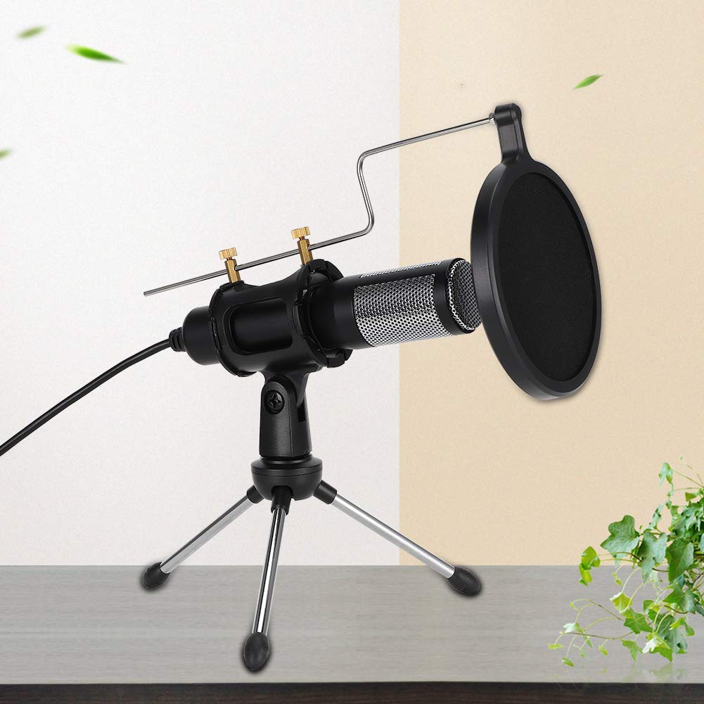 USB Noise Cancelling PC Microphone with Stereo Sound & Pop Filter - Professional Live Streaming, Gaming, Conference Mic for Desktop, Laptop (Includes Adjustable Holder & Spray Guard) - Perfect for Zoom Calls, Podcasting & Online Meetings