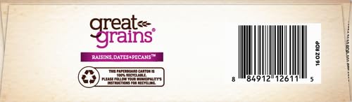 Great Grains Raisins, Dates & Pecans Breakfast Cereal - Crunchy Granola Clusters with Sweet Raisins & Dates | Non-GMO Project Verified | 16oz Box | Perfect for Healthy Breakfast, Snacks & On-the-Go Meals