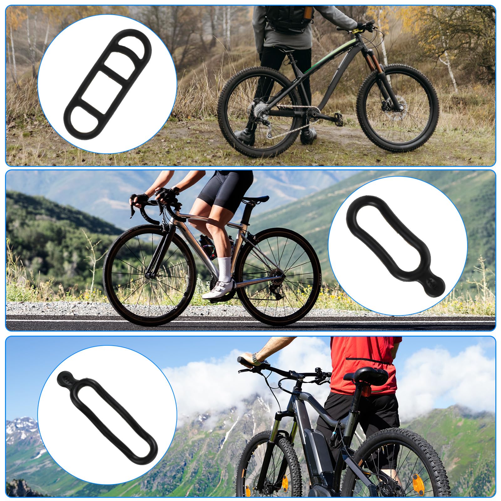 JJUNW10 10-Pack Silicone Bike Light Straps - Durable Rubber Flashlight Mount Bands for Road & Mountain Bicycles | Perfect Replacement Straps for Bicycle Lights & Phone Mounts | Ideal for Night Cycling, Commuting & Outdoor Adventures