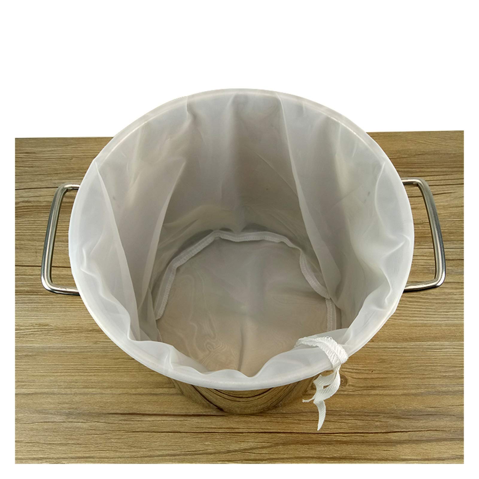 Premium Commercial Grade Almond Milk Bag with Barrel - Fine Mesh Strainer with Drawstring for Homemade Nut, Oat & Soy Milk - 25x25cm - Perfect for Juicing, Brewing Wine & DIY Nut Milk Making