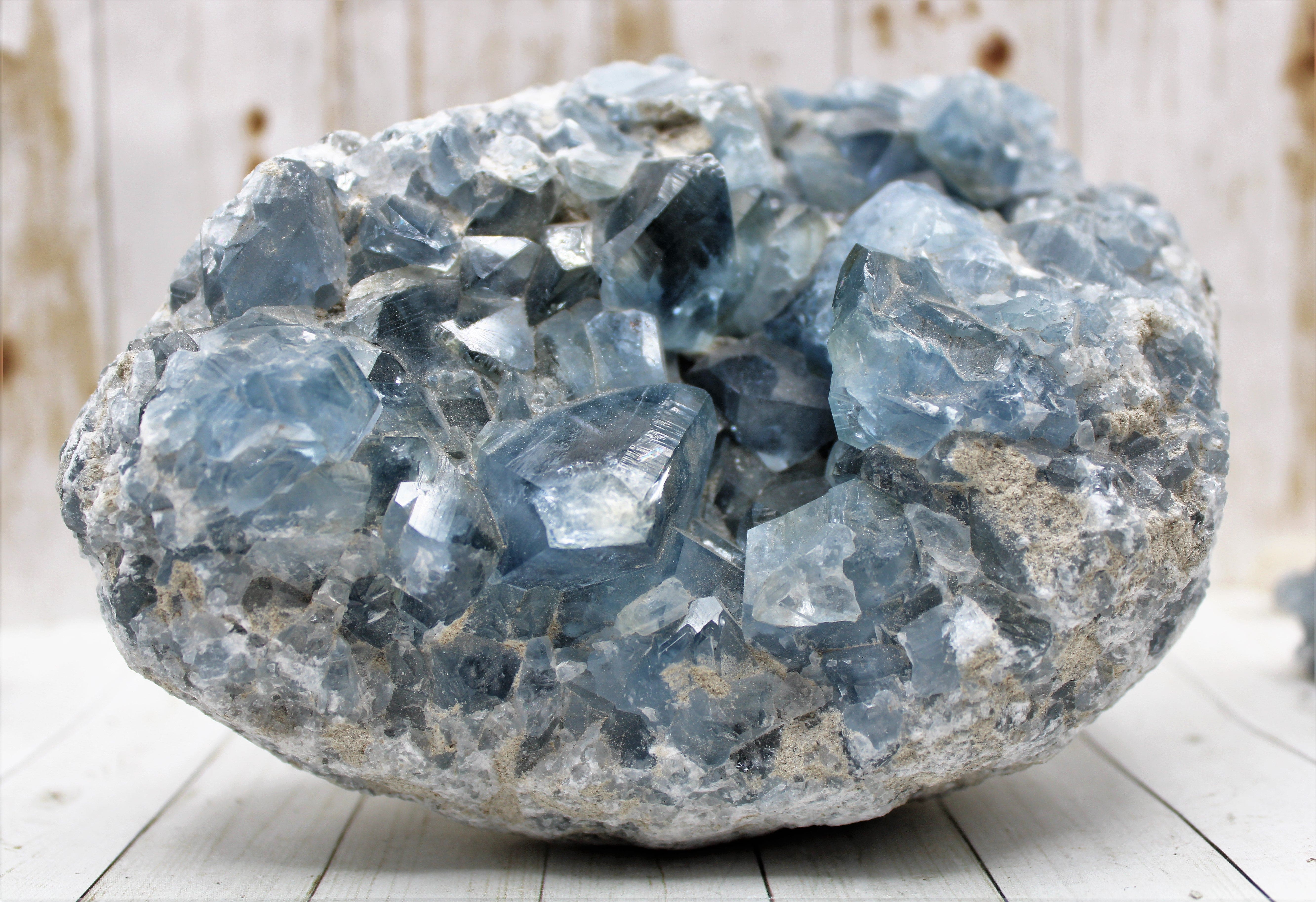 Natural Celestite Crystal Cluster - Healing Stone for Meditation, Stress Relief & Positive Energy - Perfect for Home Decor, Office Desk & Spiritual Gifts