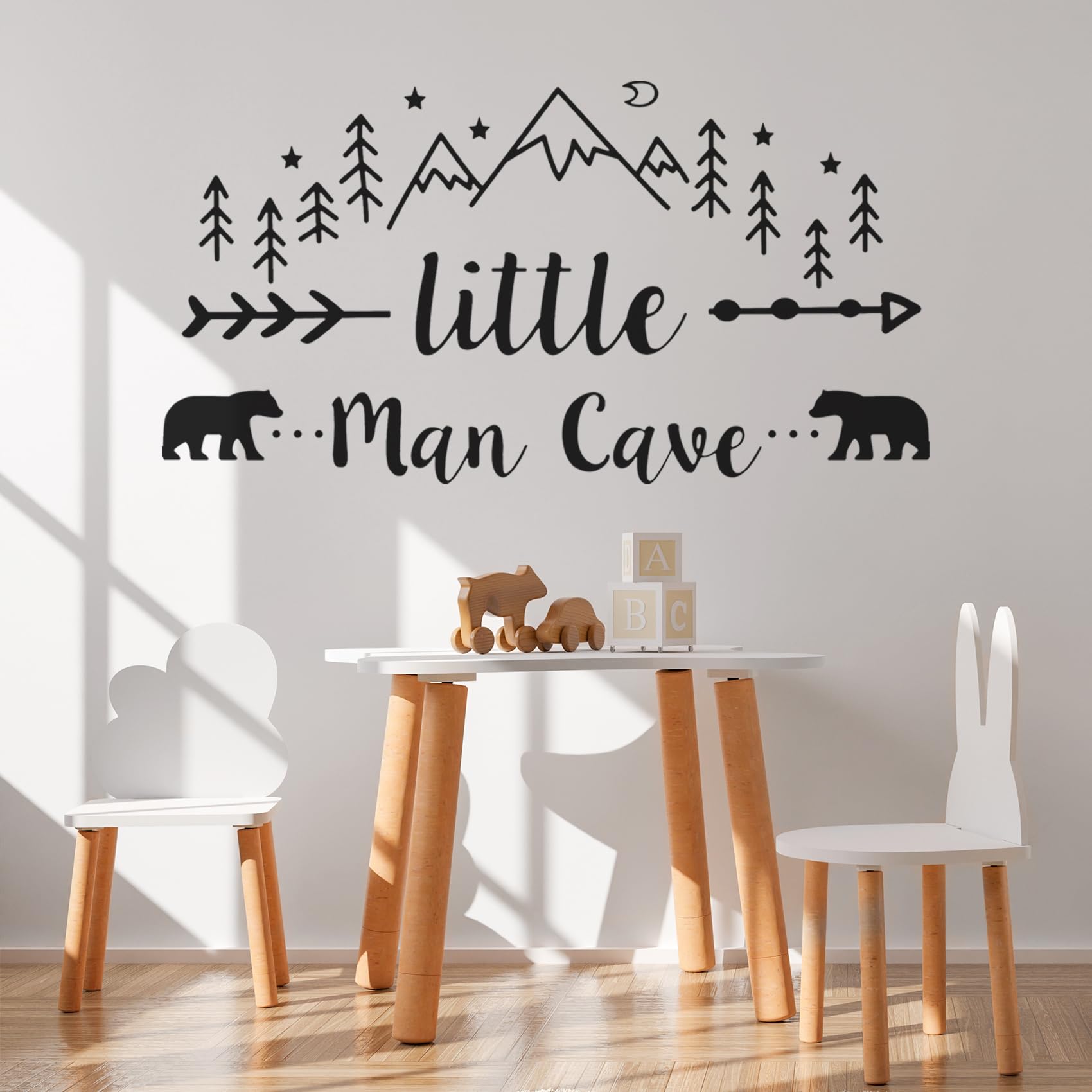Little Man Cave Wall Decals for Boys Room - Large Peel and Stick Vinyl Wall Art Stickers (96.5 x 50.8cm) - Perfect Nursery Decor, Kids Bedroom Decorations & Christmas Birthday Gifts - Great for Themed Rooms, Playrooms, and DIY Home Decor