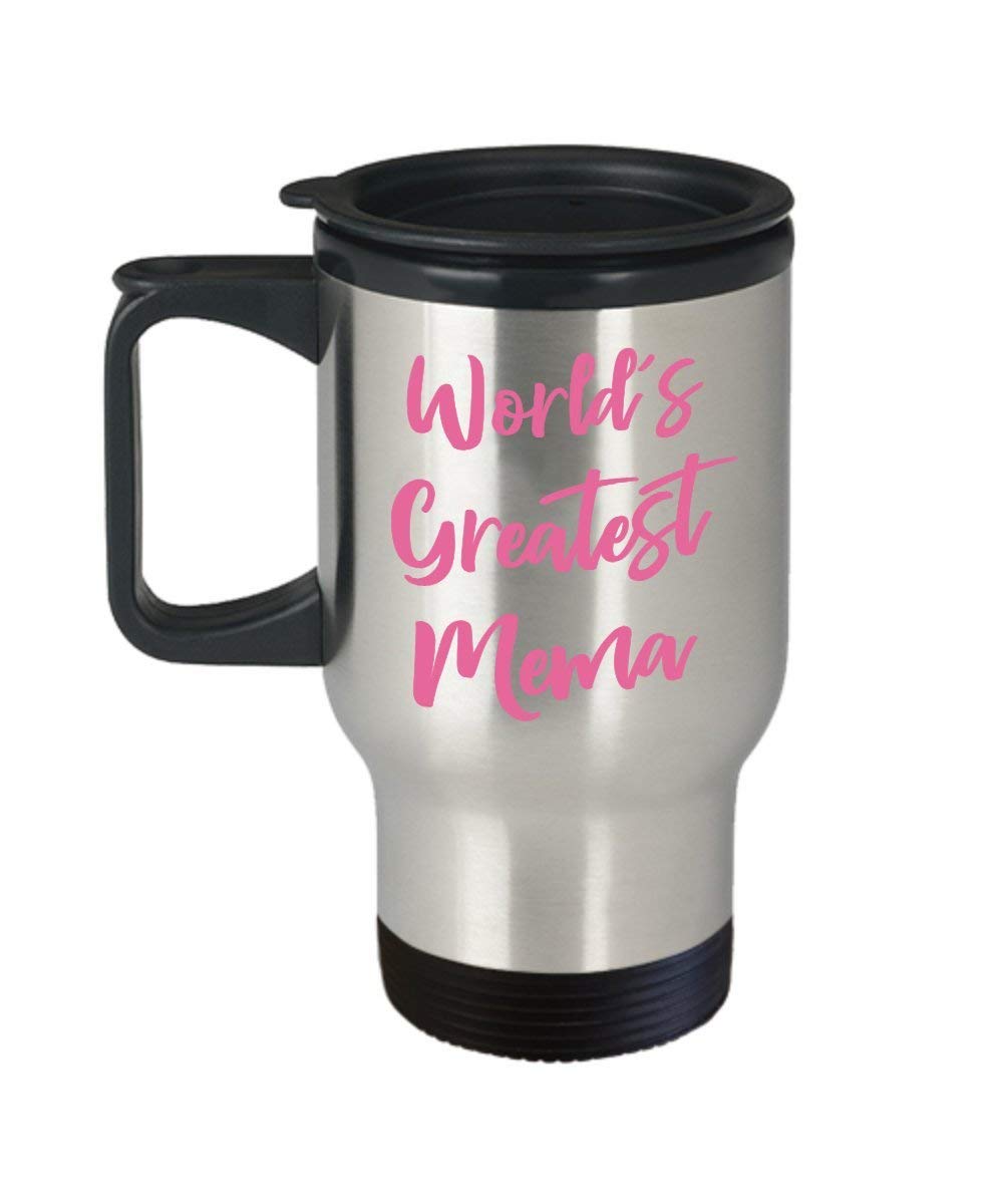 World's Best Mema Travel Mug - 14oz Stainless Steel Tumbler with Lid | Perfect Gift for Grandma Birthday, Christmas & Mother's Day | Keeps Drinks Hot/Cold for Hours - Ideal for Travel, Work & Home Use