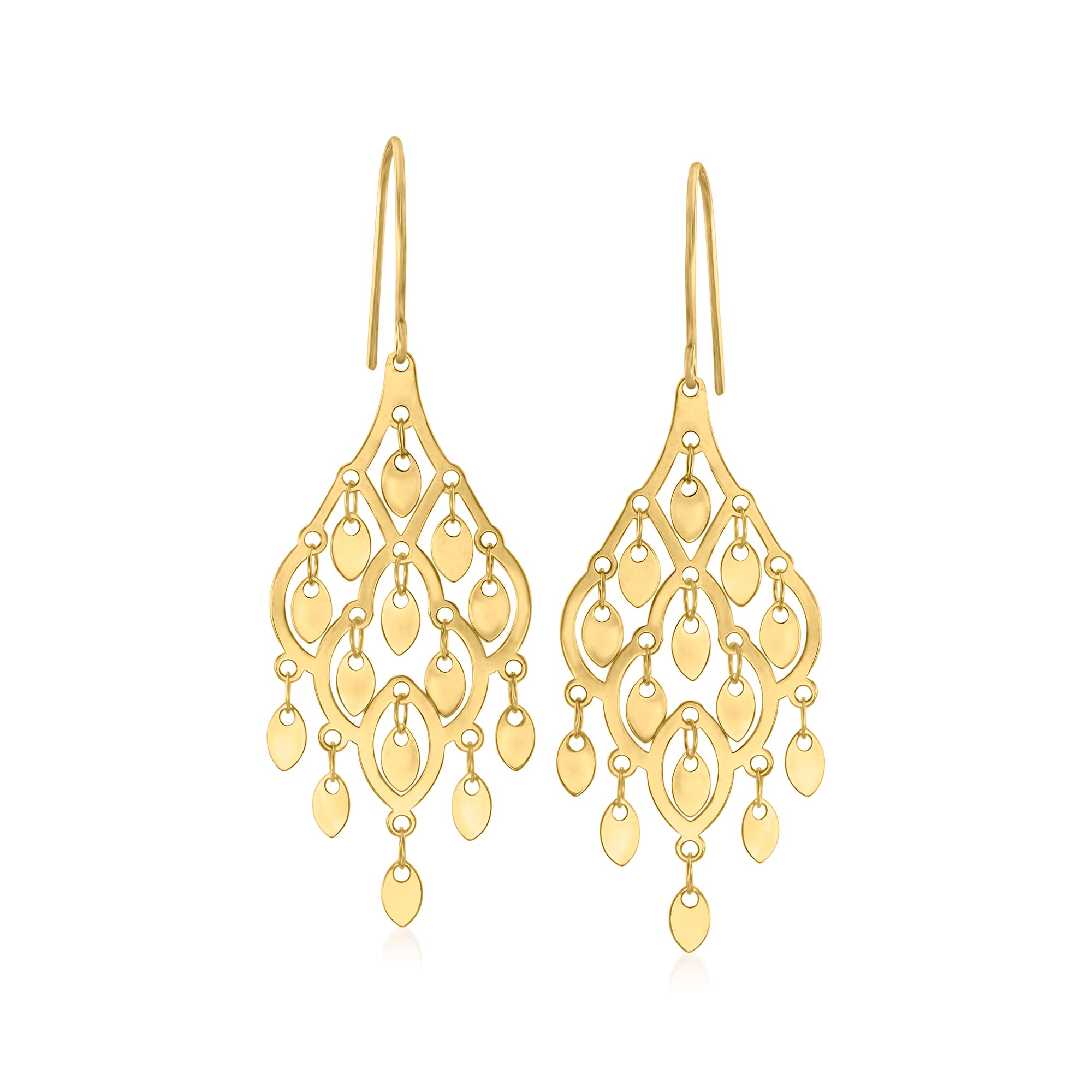 Canaria Italian 10kt Yellow Gold Chandelier Earrings for Women - Elegant Dangling Jewelry for Parties, Weddings & Special Occasions