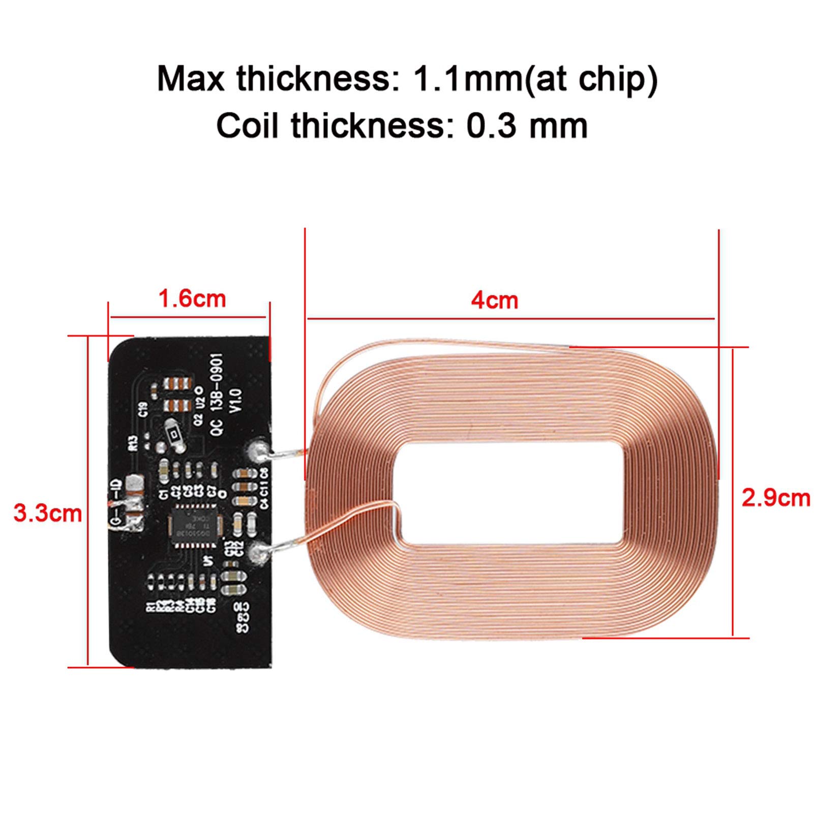 Qi Standard Wireless Charger Receiver Module - 5V 1A Ultra-Thin DIY Charging Coil Circuit for Qi-Compatible Devices - Perfect for Smartphones, Tablets & Wearables