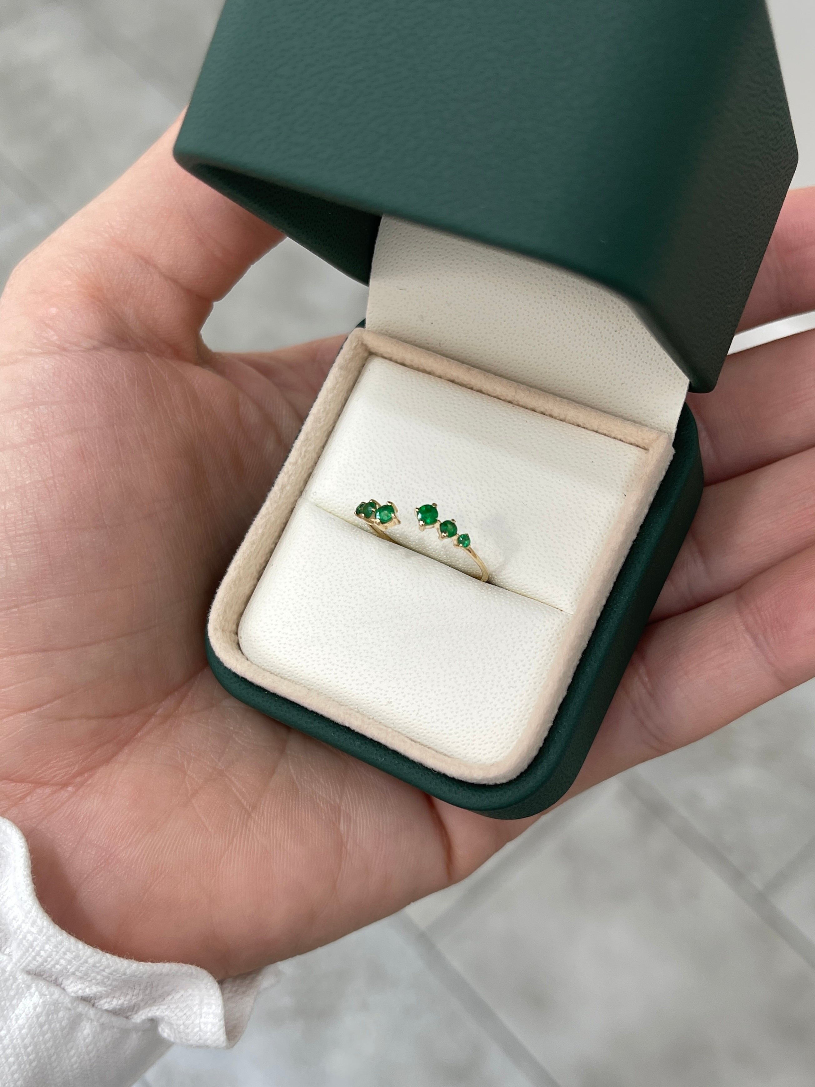 14K Gold Petite Emerald Open Band Ring for Women - Elegant Everyday Jewelry for Casual Wear, Office & Special Occasions