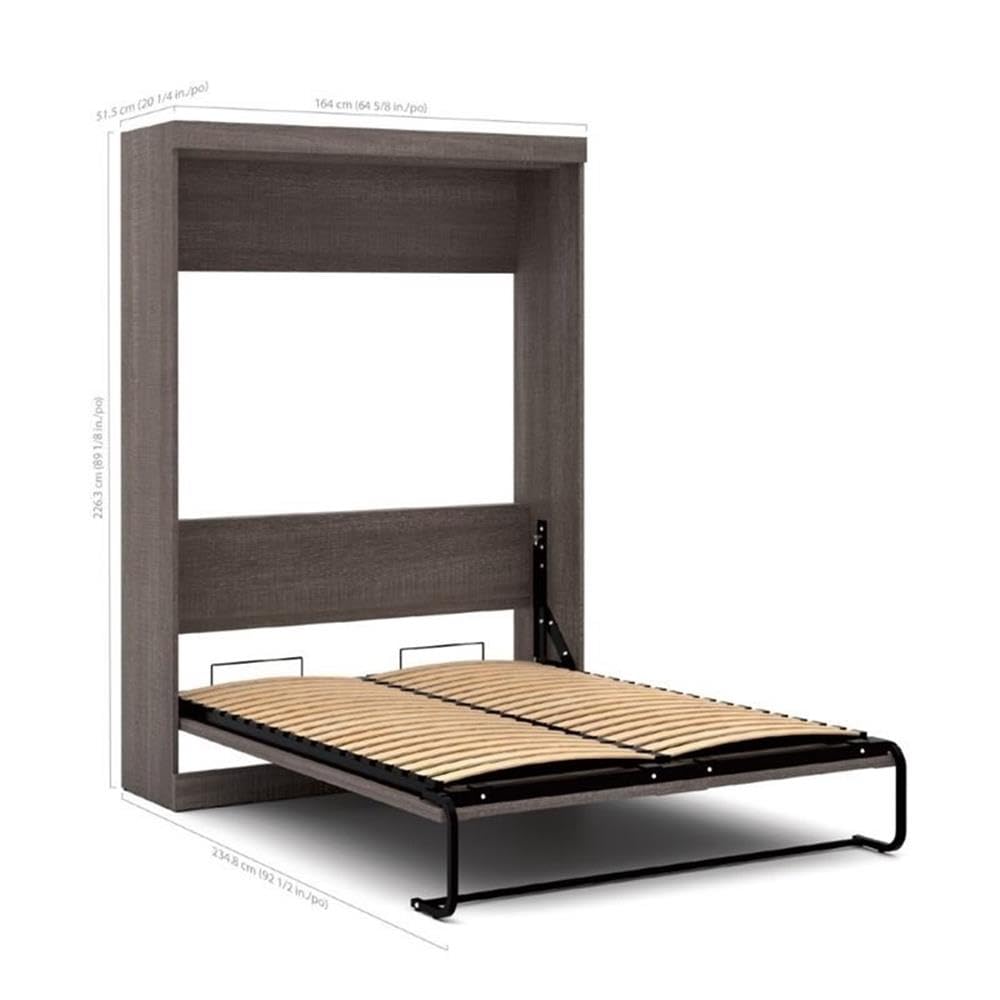 Pemberly Row Queen Size Wall Bed - Solid Wood Frame, Space-Saving Gray Murphy Bed, No Box Spring Required, Easy Assembly for Small Apartments & Guest Rooms
