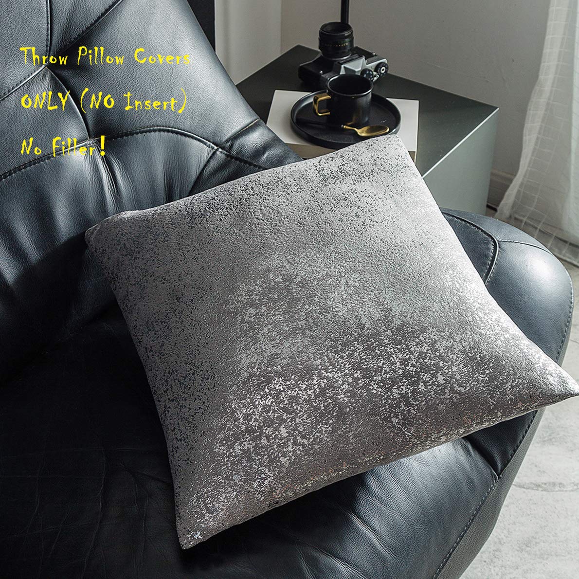 Xinrjojo 3 Pack 18 Inch Decorative Square Pillow Covers - Sparkling Silver Grey Starry Pattern for Sofa, Couch, Chair, Bedroom & Car Accessories | Home Decor & Comfort Enhancement