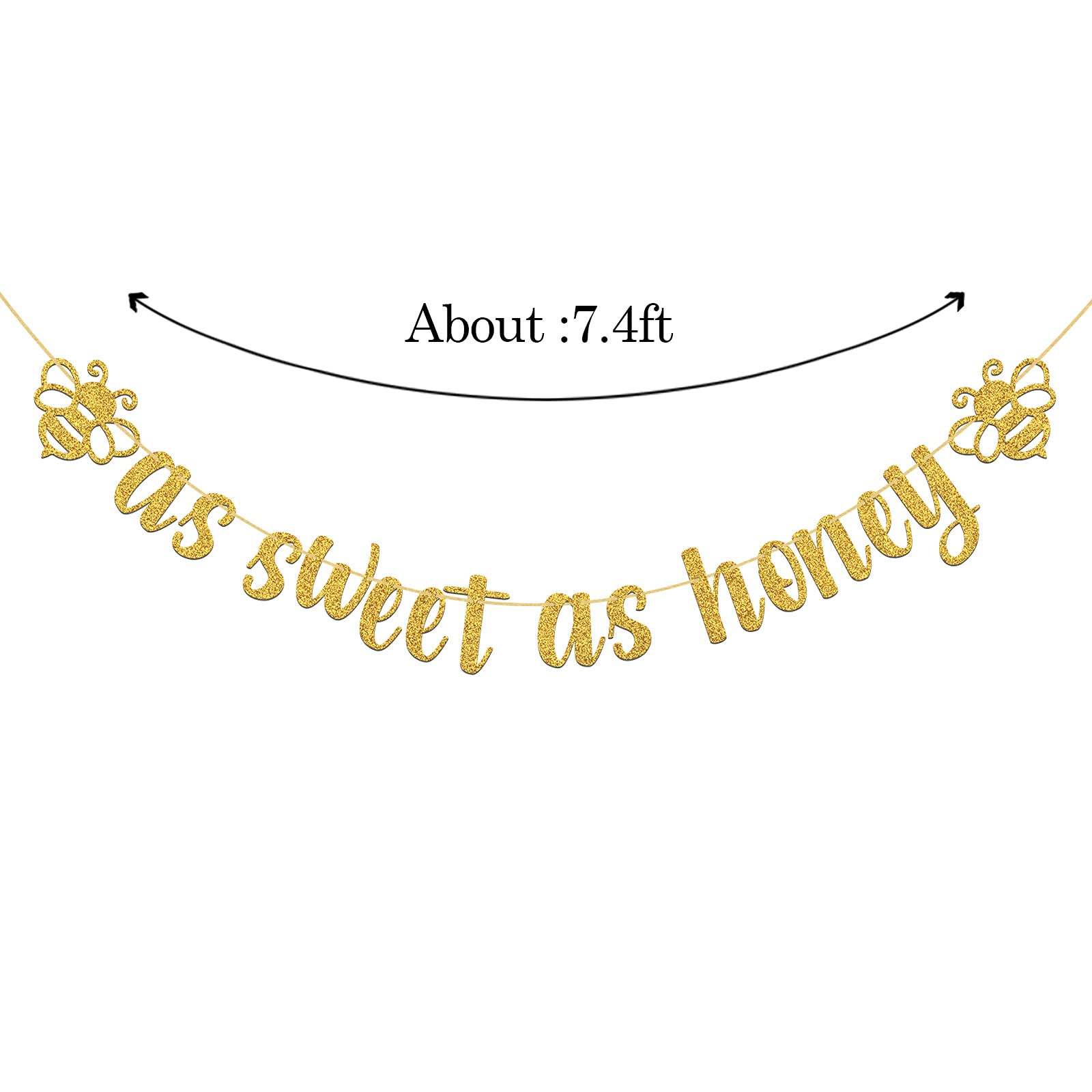 Gold Glitter Bee Theme Banner - Sweet As Honey Wedding, Engagement & Baby Shower Party Decorations | Perfect for Birthday Celebrations, Bridal Showers & Nursery Decor