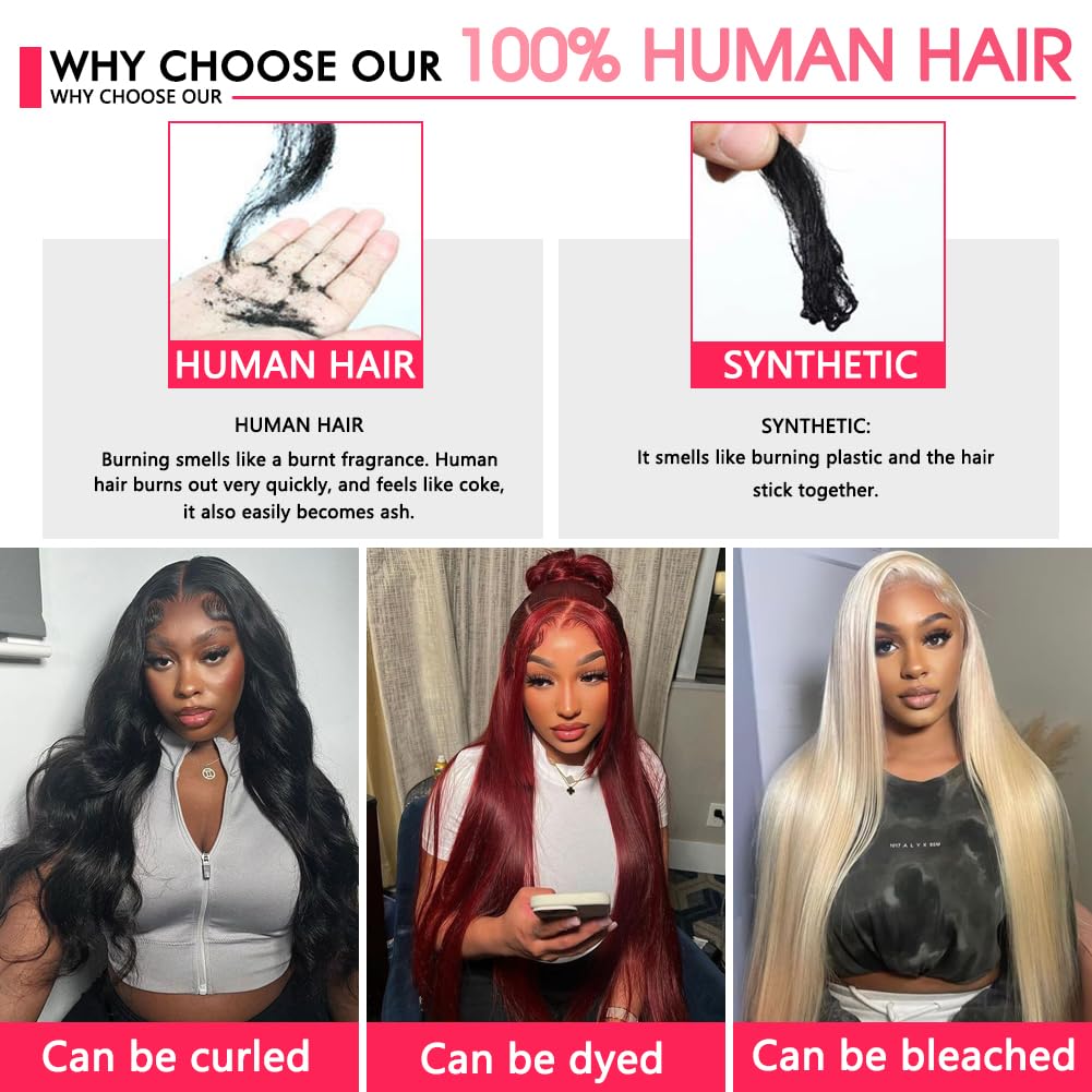 13x4 Straight Lace Front Wigs Human Hair - 180% Density Pre Plucked Brazilian Virgin Hair 26 Inch HD Transparent Lace Wig with Baby Hair & Natural Hairline for Women | Perfect for Daily Wear, Parties & Special Occasions