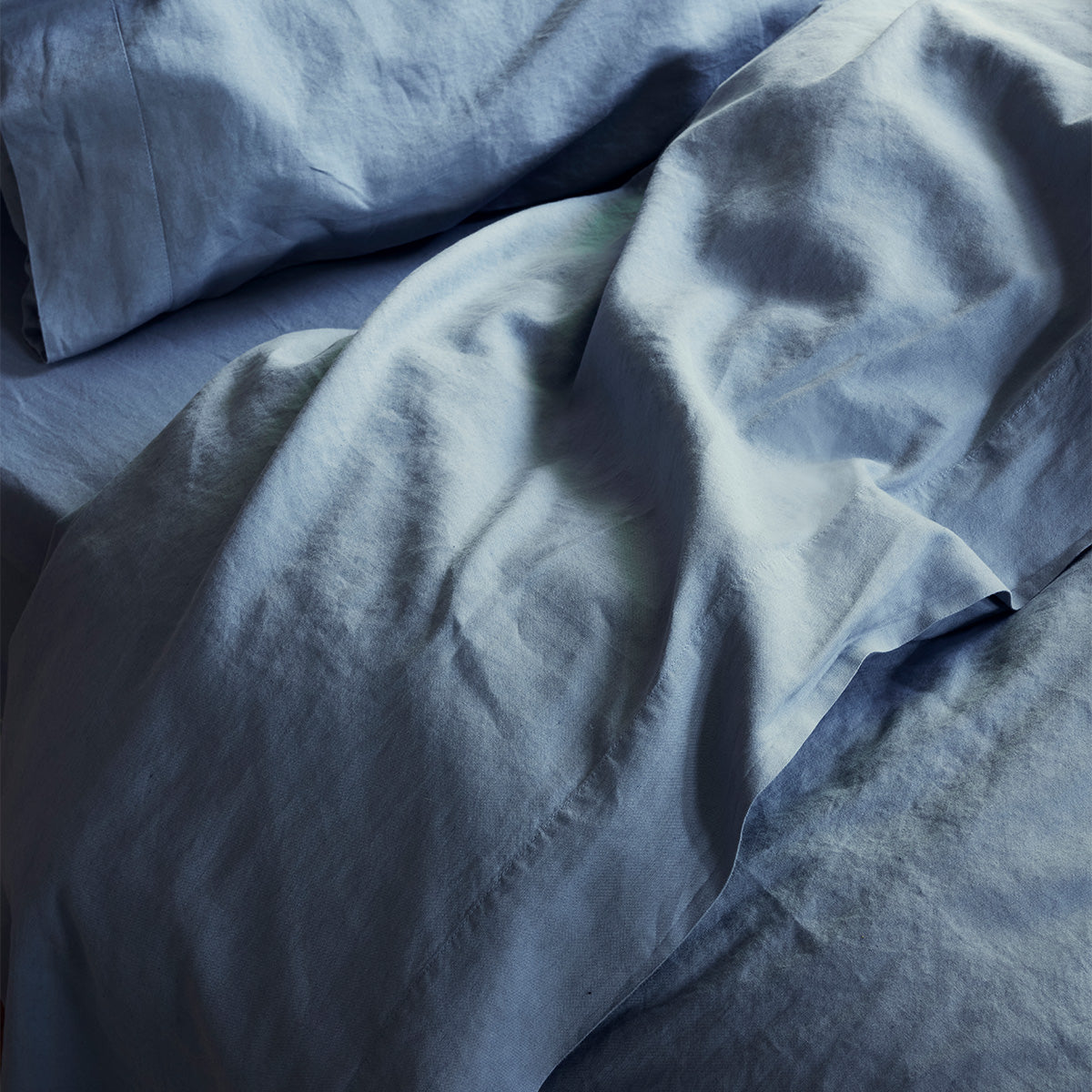 Premium Dusk Blue Linen Blend Flat Sheet - Soft & Breathable Bed Sheet for Queen Size Bed - Perfect for Home, Hotel, and Airbnb Use