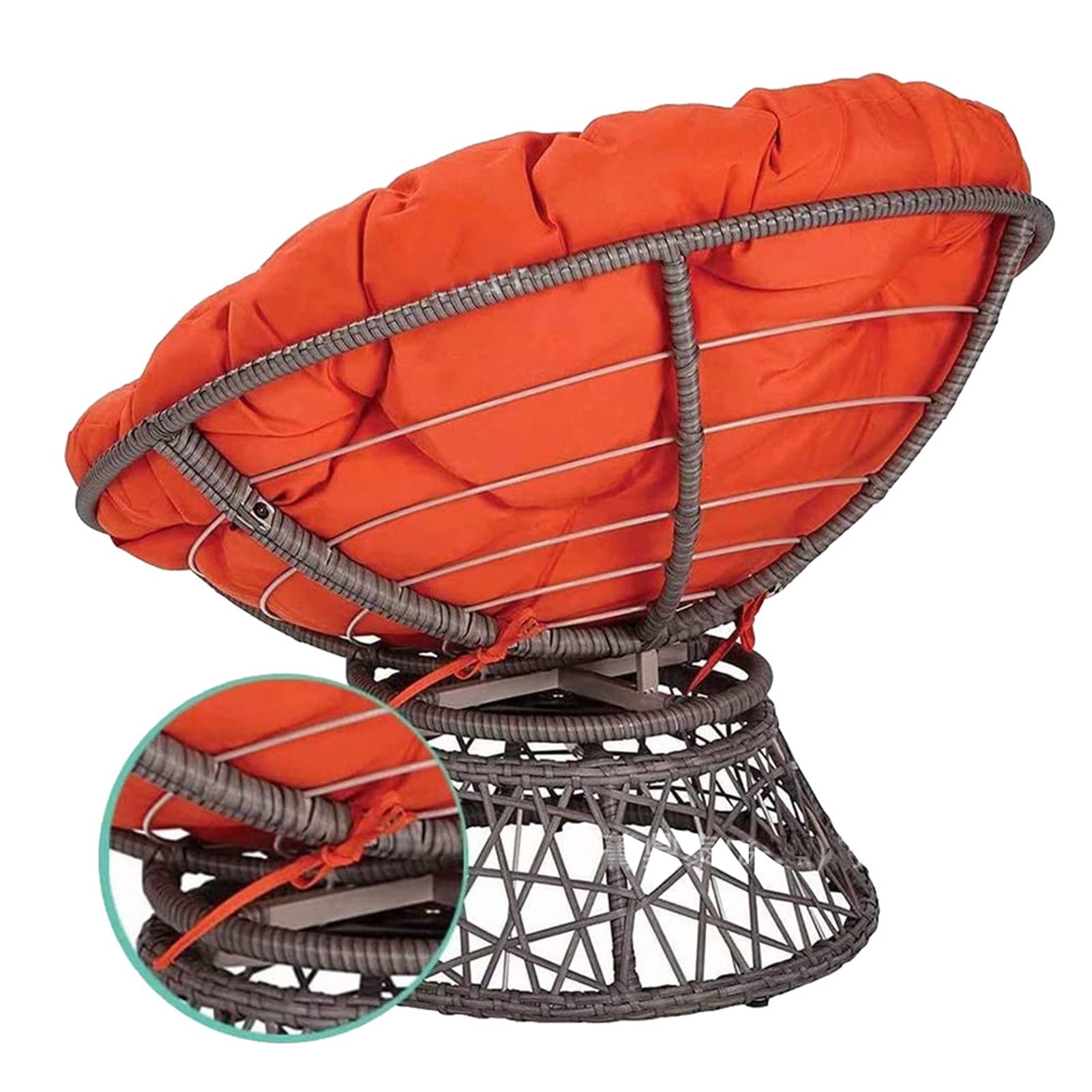 EEUK Papasan Chair Cushion - Round Quilted Hanging Egg Chair Pad with Ties for Indoor/Outdoor Use - Overstuffed Hammock Swing Seat Cushion (110x110cm, Green) - Perfect for Porch, Patio, Garden & Nursery Relaxation