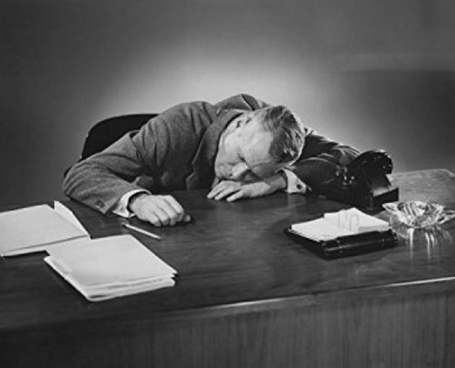 Businessman Sleeping at Desk in Office - Motivational Poster Print (18x24 Inches) - Perfect for Home Office, Workplace & Study Room Decor