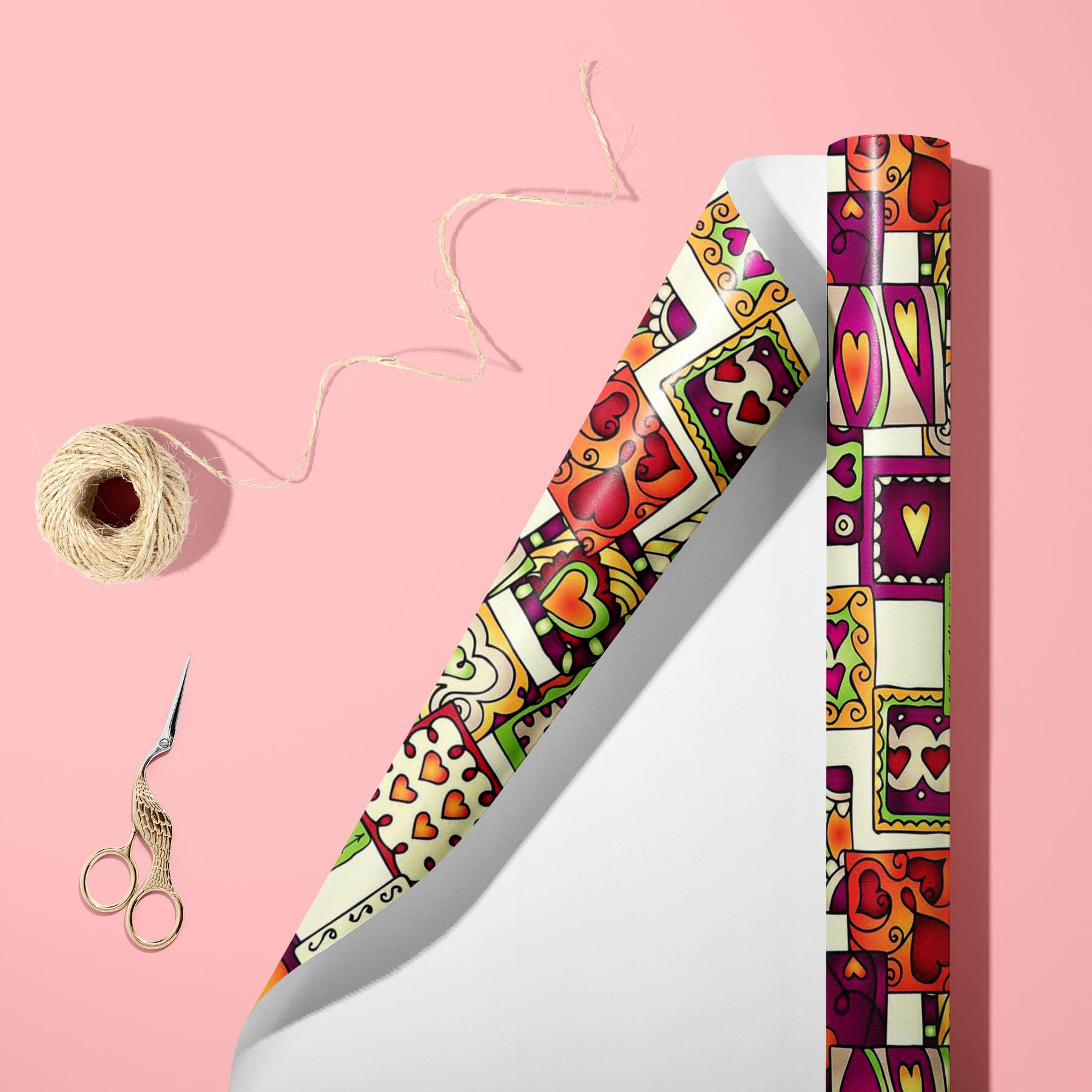 ArtzFolio Doodle Hearts D3 | Premium Art & Craft Gift Wrapping Paper | Smooth Plain Finish | 19 x 13 Inch (48 x 33 cm) - Set of 2 Sheets | Perfect for DIY Scrapbooking, Birthday Presents & Party Decorations