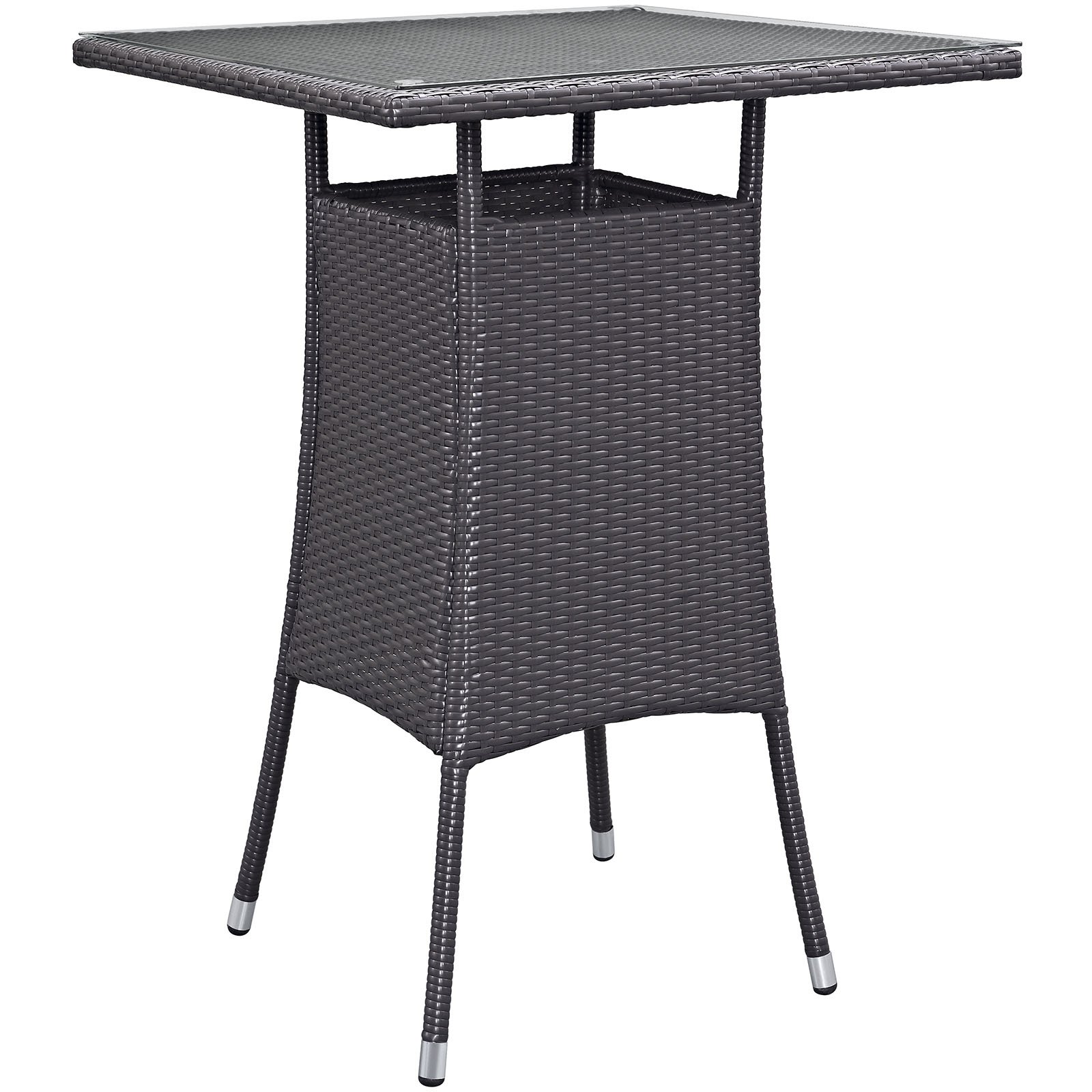 Modway Convene Wicker Rattan Outdoor Patio Small Square Bar Table - Espresso Brown - Perfect for Backyard, Poolside & Garden Decor