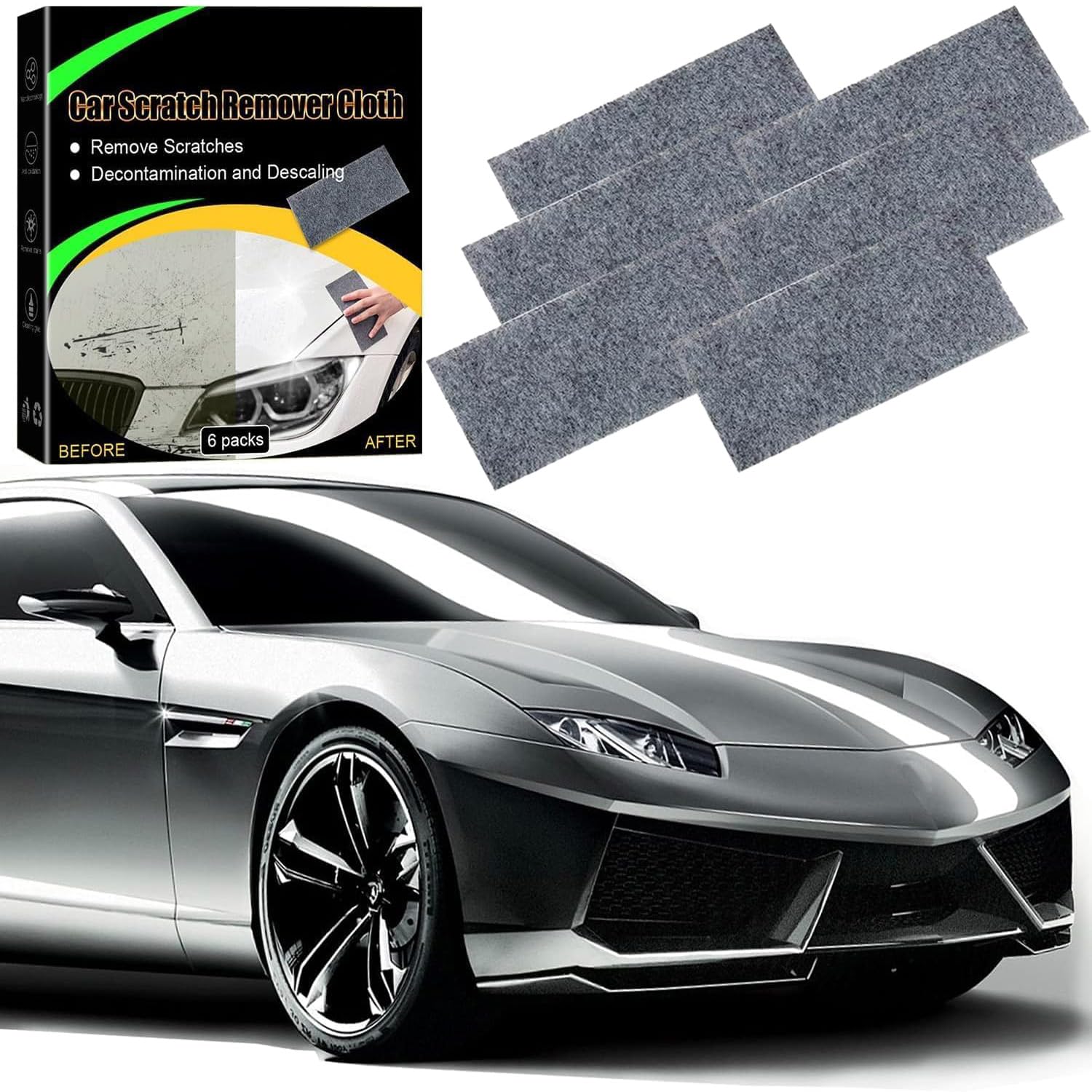 Nano Sparkle Scratch Remover Cloth for Cars - 6 Pack Magic Repair Cloth for Car Paint Scratches & Deep Scratches - Premium Nano Cleaning Cloth for Vehicle Paint Restoration - Perfect for DIY Car Scratch Repair & Detailing at Home