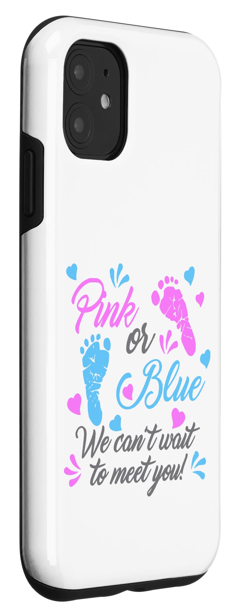 iPhone 11 Case - Pink & Blue Gender Reveal Phone Cover for Pregnancy Announcement, Baby Shower Gift, Gender Party Accessories - Compatible with iPhone 11 (2019) - Slim Protective Shockproof Design