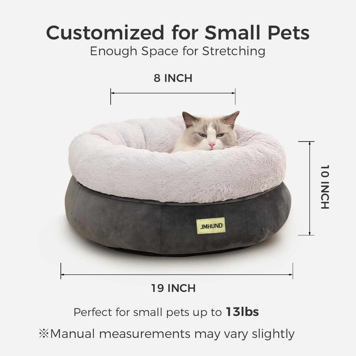 Washable Round Cat Bed for Indoor Cats & Small Pets - Non-Slip Bottom, 19 Inch Cozy Pet Bed for Kittens & Puppies (Deep Grey) - Perfect for Living Room, Bedroom & Pet Napping Spaces