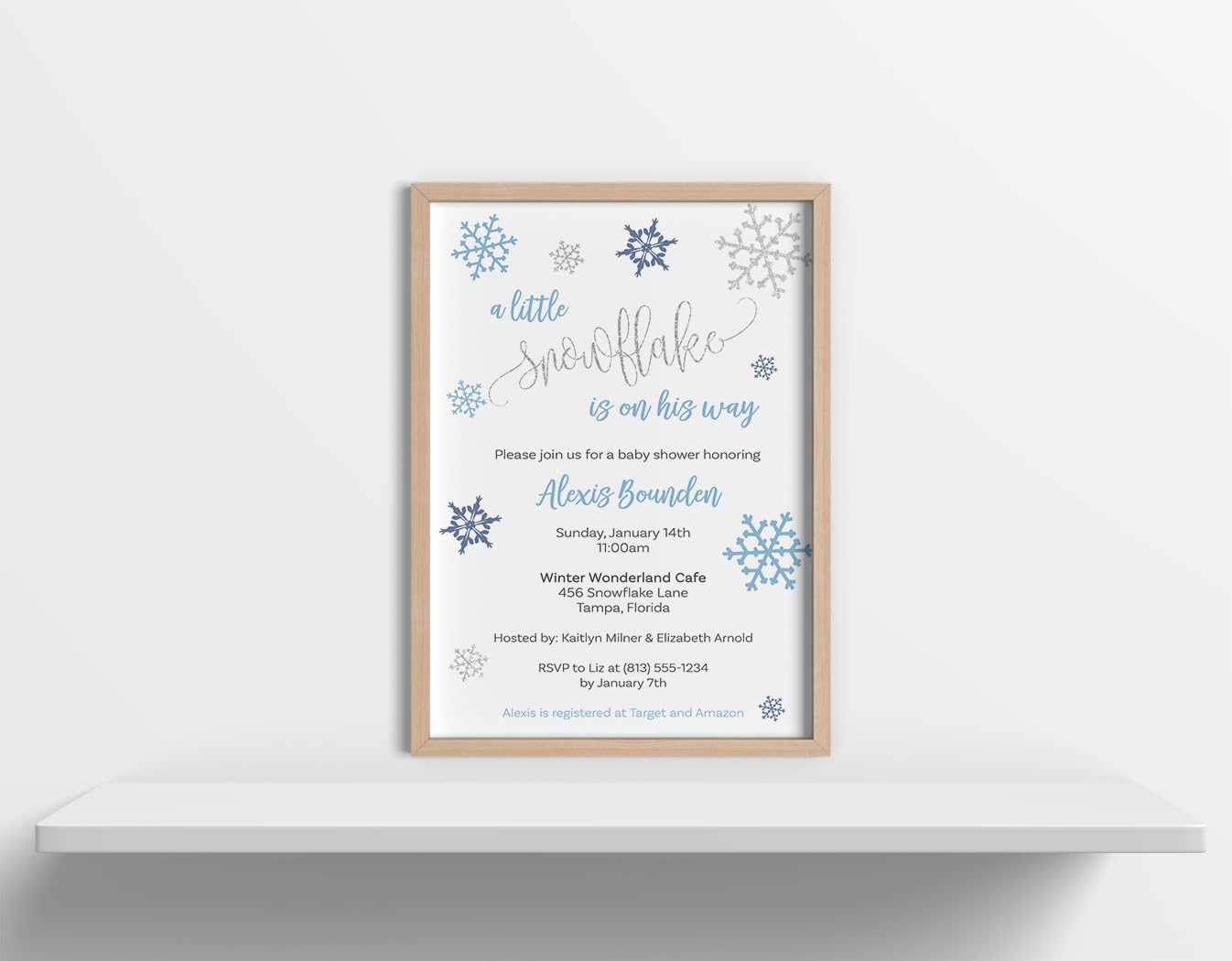 Customizable Snowflake Baby Shower Invitations for Boys - Winter Wonderland Theme with Envelopes (12 Count) - Perfect for Gender Reveal Parties & Holiday Celebrations