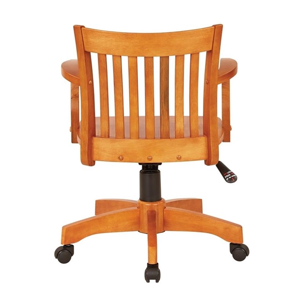 Premium Wooden Banker's Office Chair - Ergonomic Fruit Wood Seat for Home & Office - Comfortable Executive Desk Chair for Professionals & Workspaces