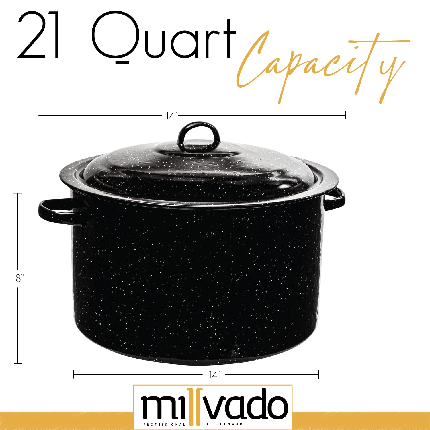 21 Qt Granite Stockpot with Lid - Nonstick Speckled Enamel Cookware for Boiling, Soups & Stews - Large Stovetop, Campfire & Outdoor Cooking Pot - Perfect for Home Kitchens, Camping & Outdoor Adventures