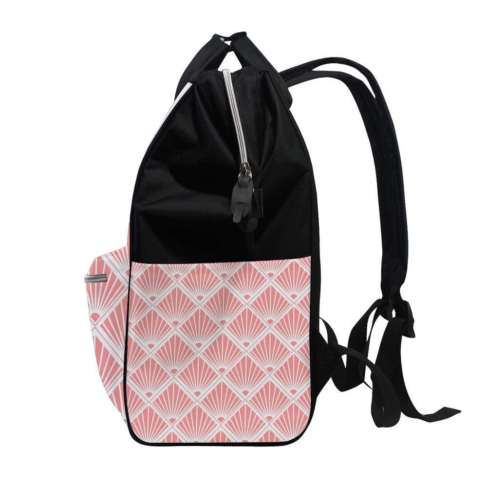 Waterproof Multifunctional Diaper Backpack for Moms - Large Capacity Baby Nappy Bag with White & Pink Design | Perfect for Nursing, Travel & Daily Use