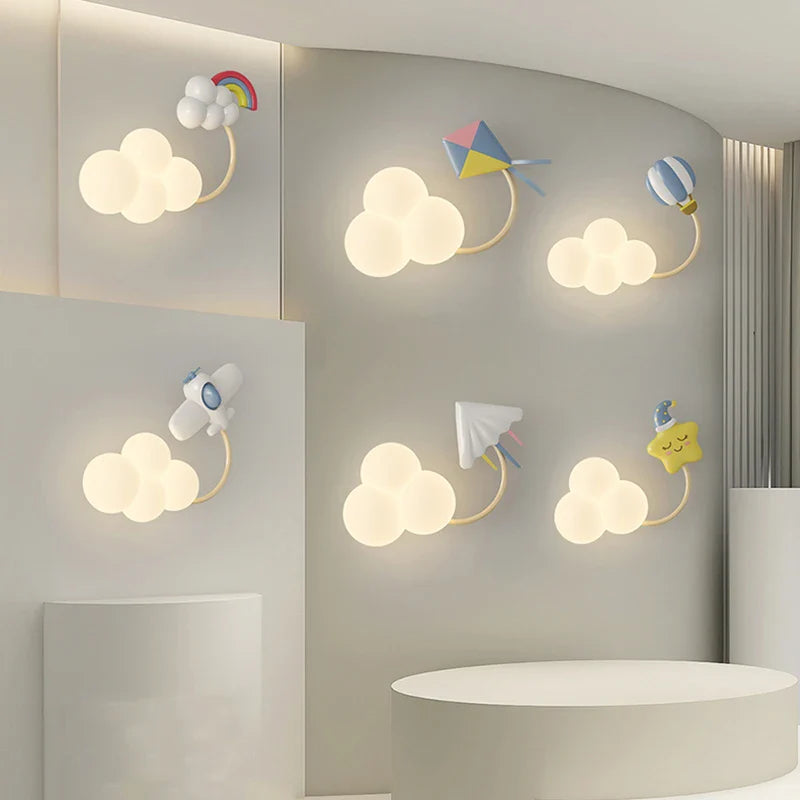 Kids Airplane Cloud Wall Light - LED Night Light for Children's Bedroom & Nursery - Perfect for Bedtime, Playroom Decor, and Soothing Nighttime Ambiance
