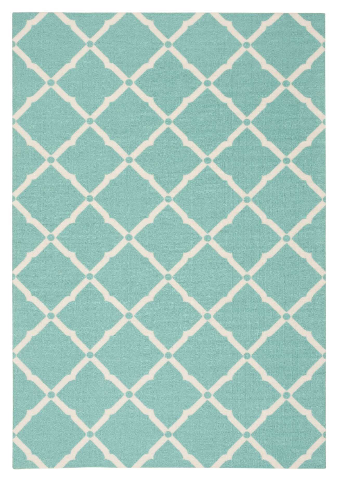 Nourison 10' x 13' Aqua Indoor Outdoor Area Rug - Easy Clean, Non-Shedding, Stain Resistant for Bedroom, Living Room, Dining Room, Kitchen - Perfect for Patio, Deck & High Traffic Areas