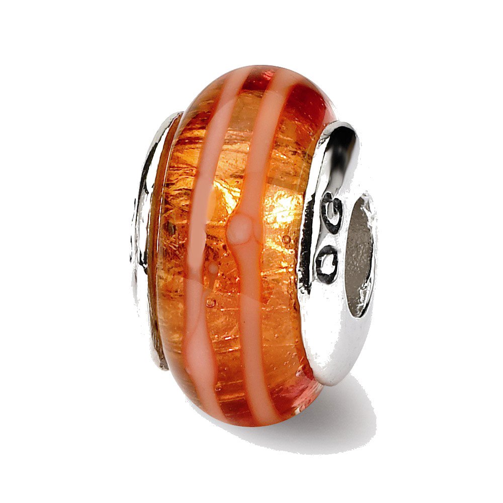 Handmade Orange Blown Glass Bead Sterling Silver Jewelry - Perfect for Necklaces, Bracelets & DIY Crafting