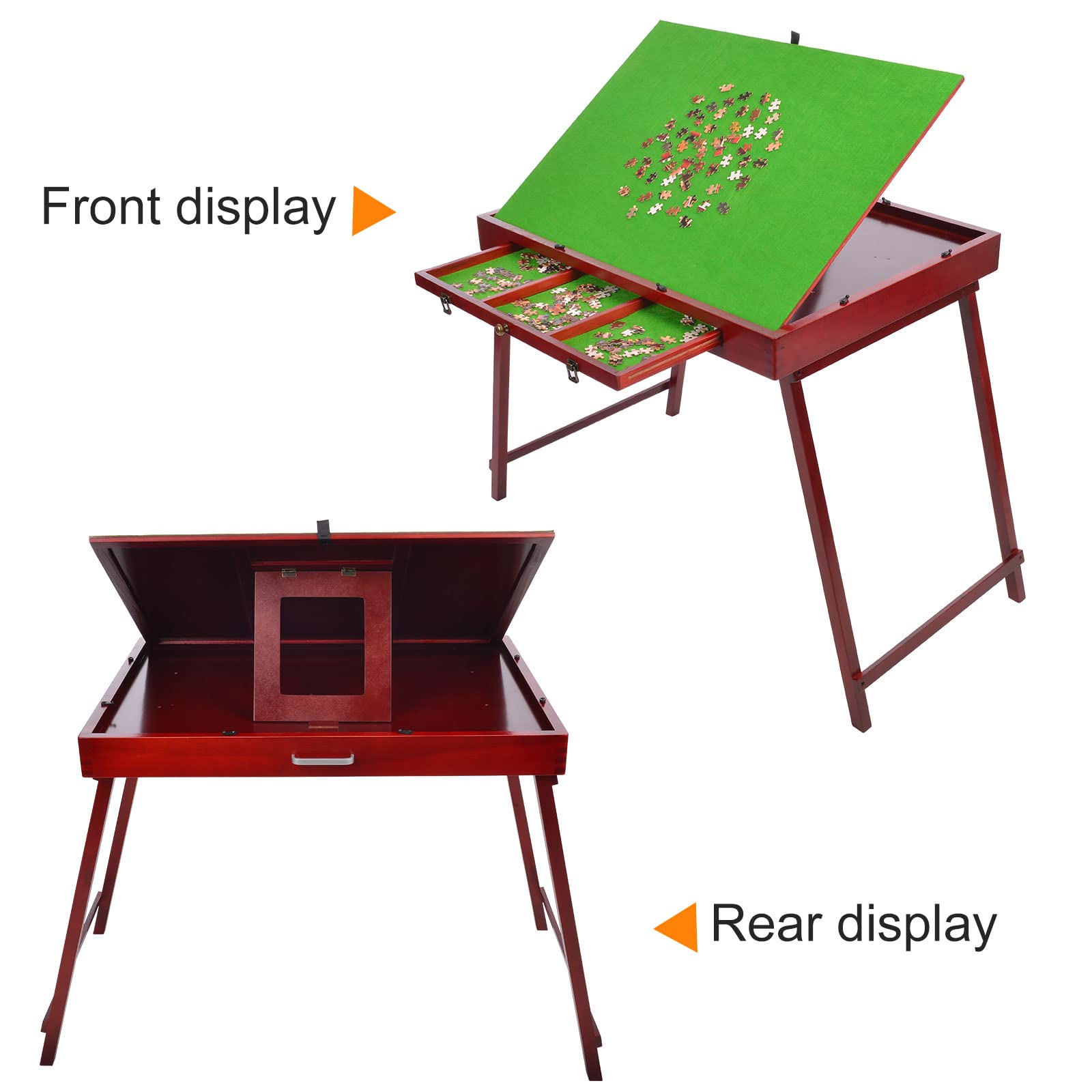Premium Solid Wood Jigsaw Puzzle Table with Tilting Green Board & Storage Drawers - Foldable Puzzle Board for Adults, 1000 Piece Puzzles - Perfect for Game Nights, Gifts & Puzzle Enthusiasts - Ideal for Living Rooms, Home Offices & Family Gatherings