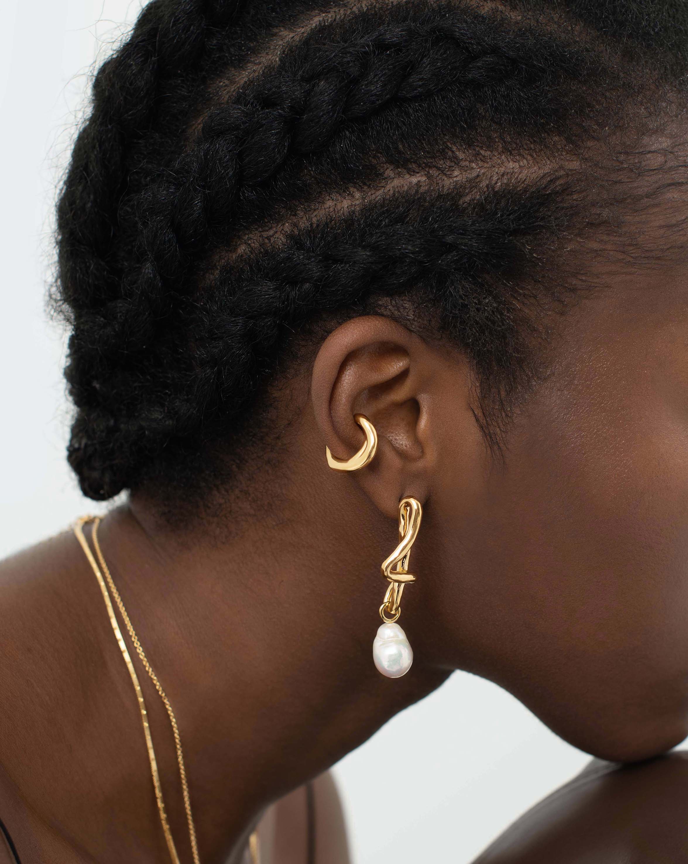 18Ct Gold Plated Molten Ear Cuff - Trendy Statement Earrings for Women, Perfect for Parties, Weddings & Everyday Wear