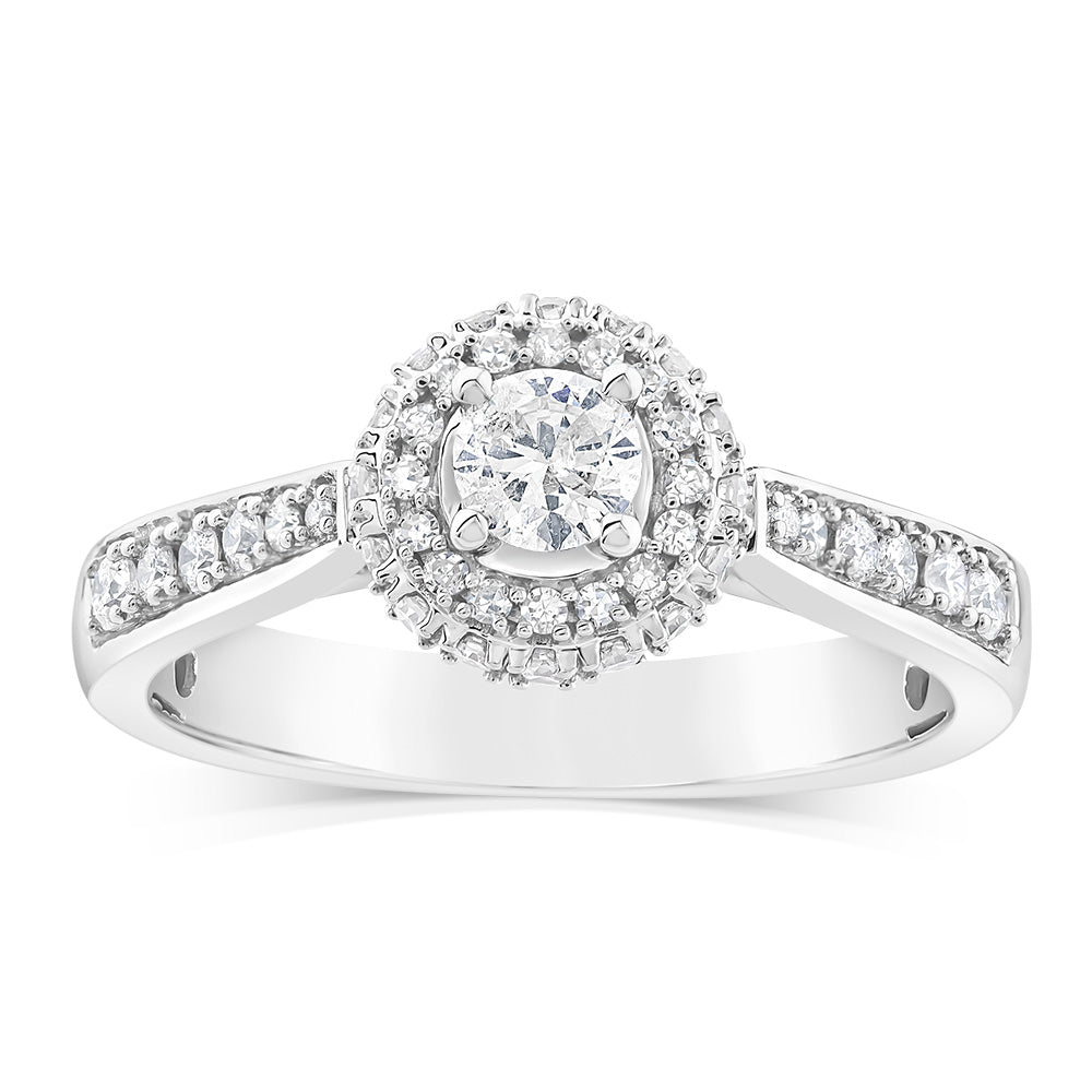 9ct White Gold Brilliant Cut 1/2 Carat Natural Diamond Ring for Women - Perfect for Engagement, Wedding & Anniversary Gifts