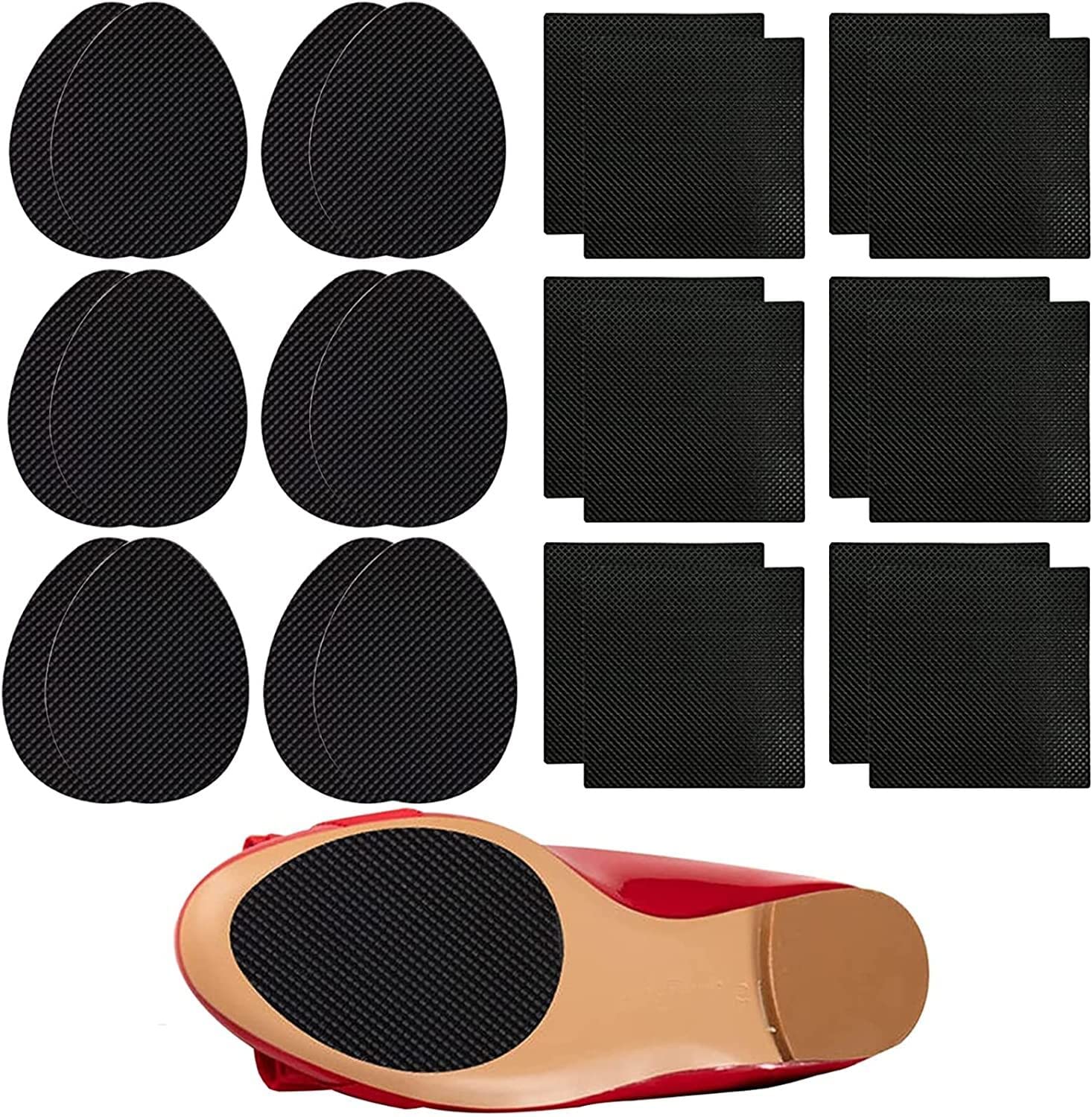 24Pcs Non-Skid Shoe Pads - Anti-Slip Self-Adhesive Rubber Grips for High Heels & Boots | Wear-Resistant Noise Reduction Sole Pads for Men & Women (Black) | Perfect for Work, Parties & Daily Wear