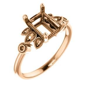 14K Rose Gold 8x6mm Emerald Cut Engagement Ring Mounting - Perfect for Wedding, Proposal & Anniversary Gifts