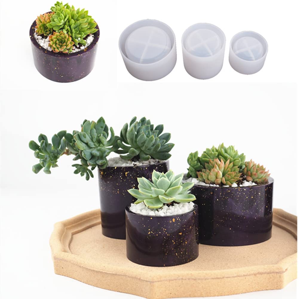 1pc DIY Cylinder Resin Plant Mold - Silicone Flower Pot & Planter Mold for Succulents, Herbs, Pen Holder - Perfect for Home Decor, Craft Projects & DIY Gifts
