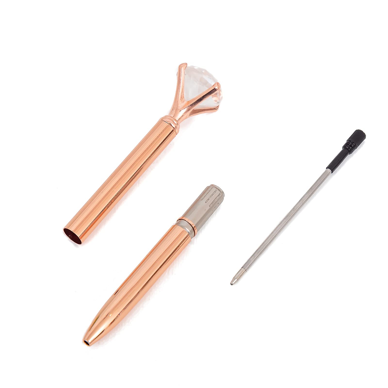 Luxury Diamond Ballpoint Pens for Women - Rose Gold Metal Pen with Crystal Diamonds, Elegant Wedding & Office Gift (3-Pack) - Perfect for Brides, Graduation, School, and Professional Use