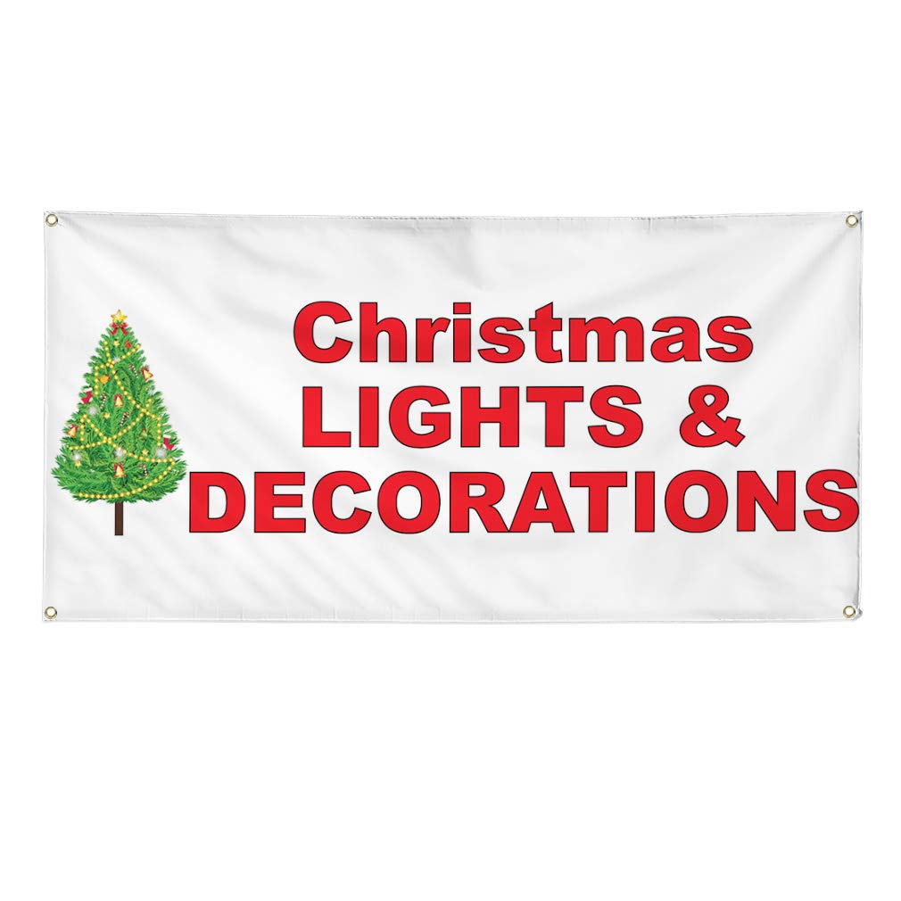 60x144 Inches Heavy Duty Vinyl Banner - Weatherproof Outdoor Christmas Lights & Holiday Decorations with 10 Grommets - Perfect for Yard Signs, Parties, Festivals and Seasonal Events