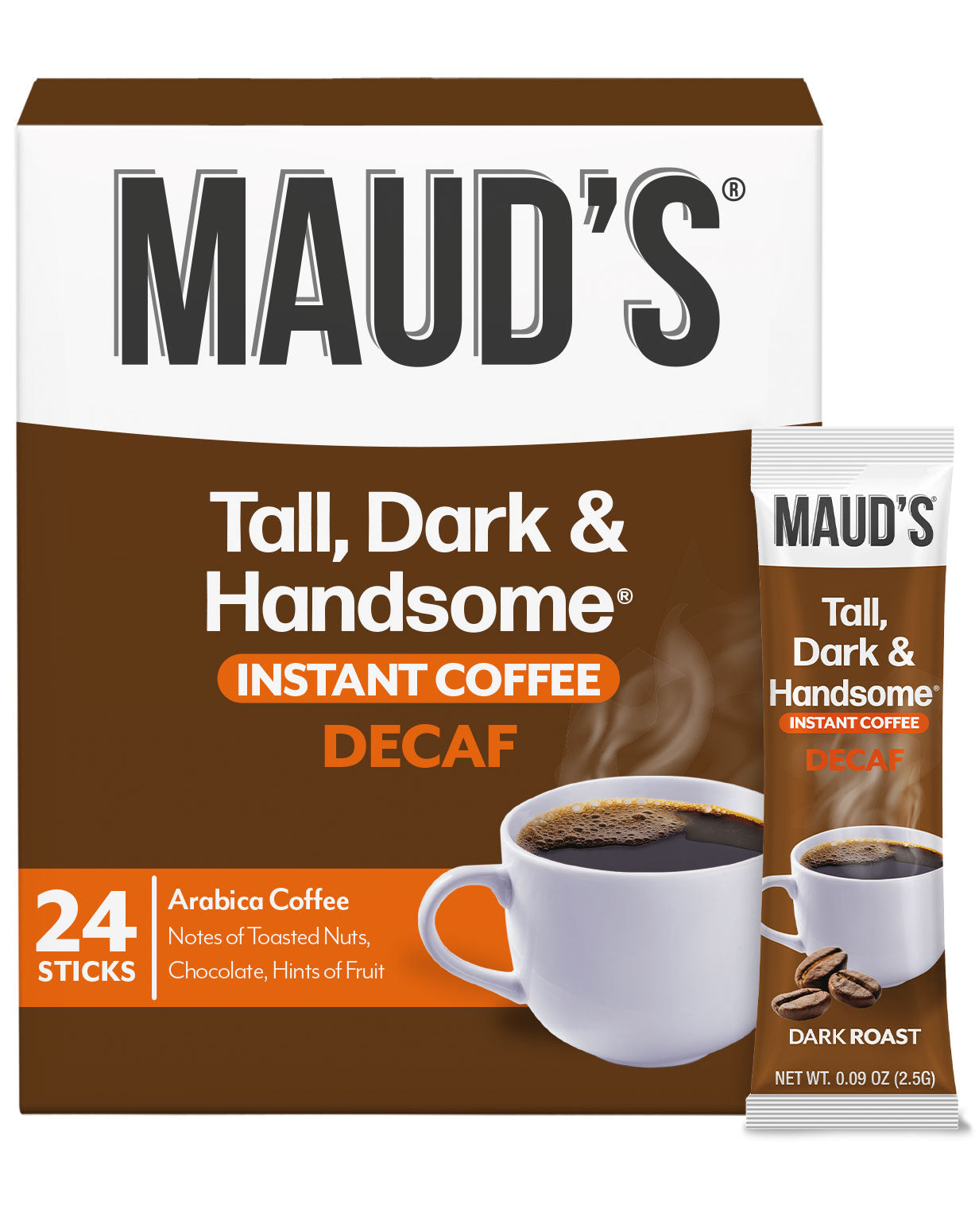 Maud's Premium Instant Decaf Dark Roast Coffee - Rich Flavor, 100% Arabica Beans - Perfect for Office, Travel & Late-Night Relaxation