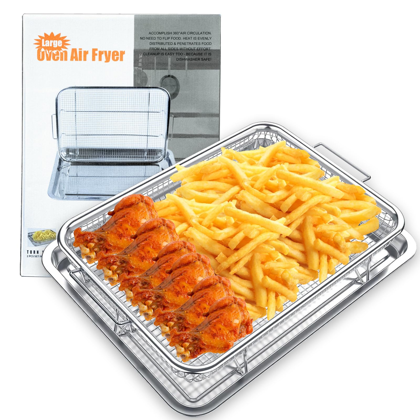 Stainless Steel Air Fryer Basket for Oven - 15.5