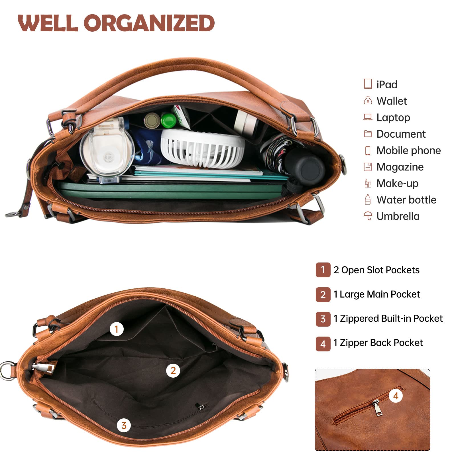Stylish Large Leather Tote Bag for Women - Crossbody Hobo Shoulder Bag with Matching Purse Set | Perfect for Work, Travel & Everyday Use