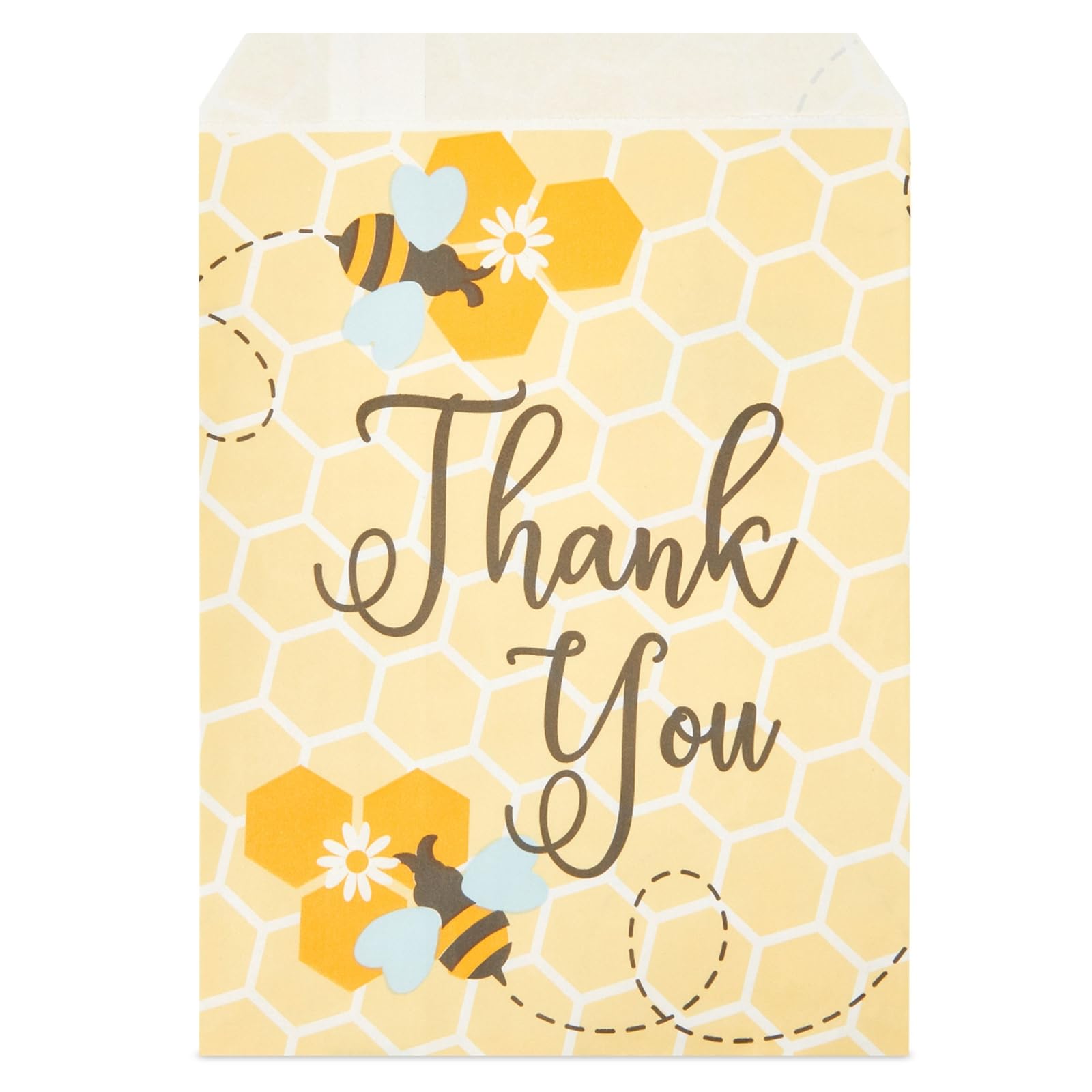 Bumble Bee Paper Treat Bags for Baby Shower & Party Favors - 5x7 Inch Goodie Bags for Gifts, Decorations (Pack of 100) - Perfect for Gender Reveals, Birthday Parties & Wedding Favors