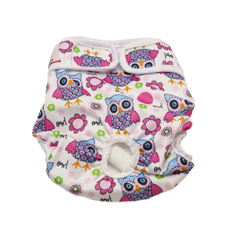 Misoko Washable & Reusable Dog Diapers for Female Dogs - Owl Print Design | Perfect for Incontinence, Heat Cycles & Travel