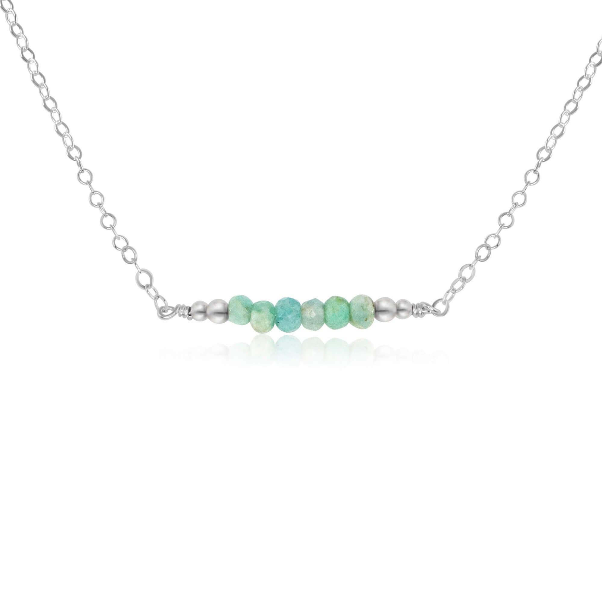 Sparkling Green Amazonite Faceted Bead Bar Necklace for Women | Healing Crystal Jewelry | Boho Chic Accessory for Meditation, Yoga & Spiritual Gifts