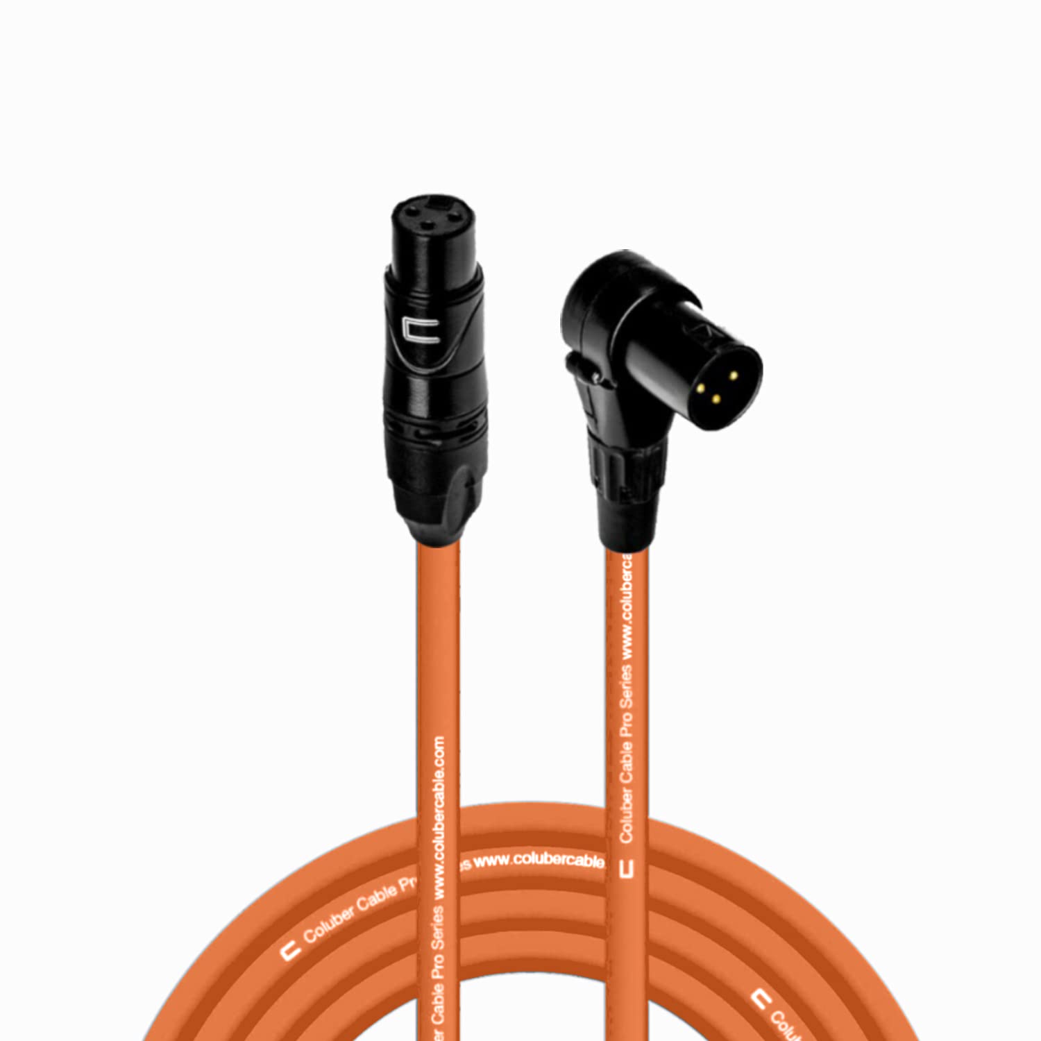 Premium 25ft Orange Balanced XLR Cable Female to Right Angle XLR Male - Professional 3-Pin Microphone Connector for Powered Speakers, Audio Interfaces & Mixers - Perfect for Live Performances, Studio Recording & DJ Setups