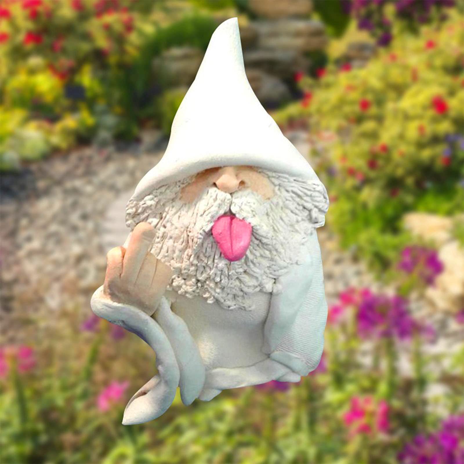 Smoking Wizard Big Tongue Gnome Statue - Funny Outdoor Garden Decor for Lawn, Yard & Indoor Use - Whimsical Lawn Ornament & Unique Home Decoration - Perfect for Halloween, Christmas & Themed Parties
