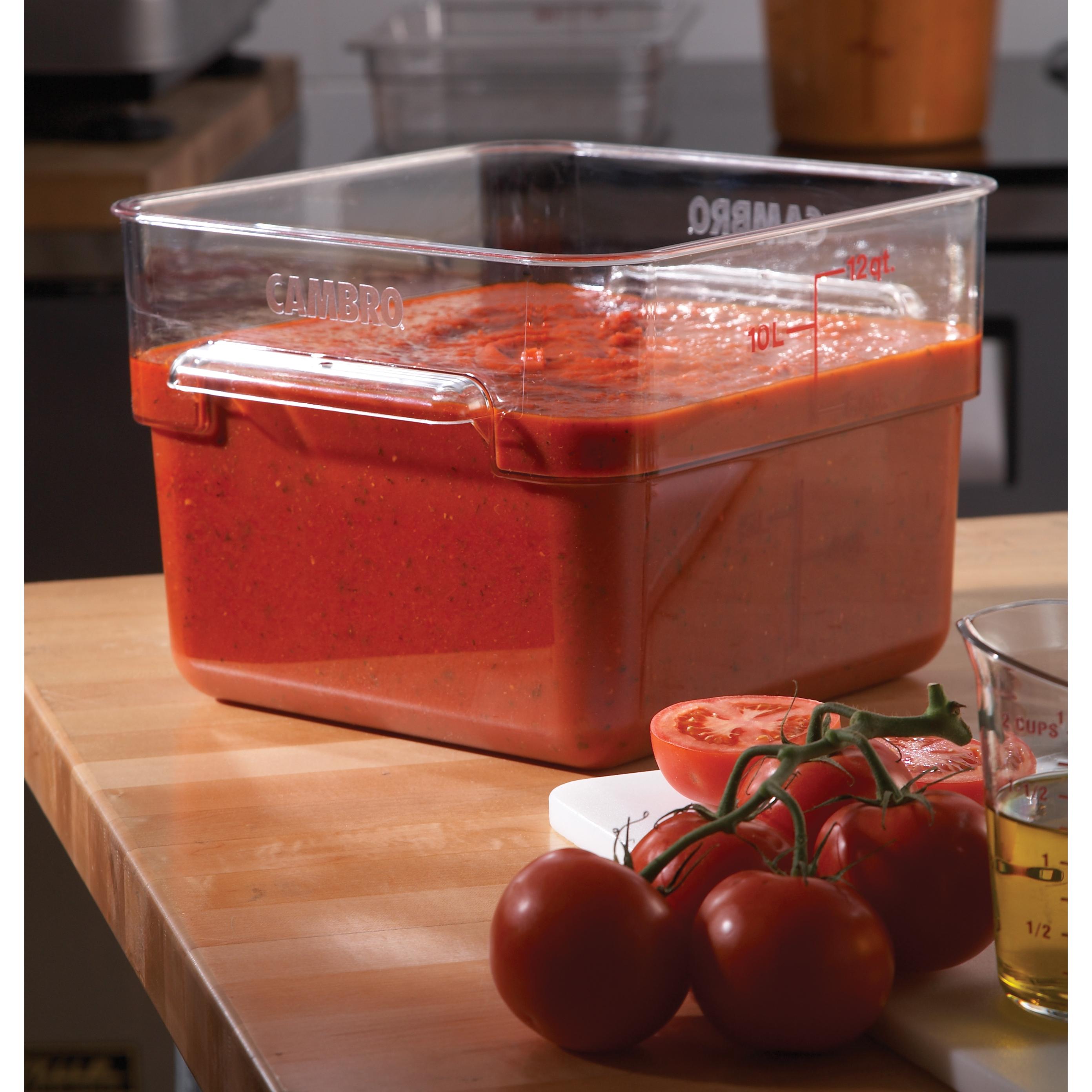 Cambro 12SFSCW135 12 Quart Clear Square Food Storage Container with Lid - Perfect for Meal Prep, Restaurant Storage & Bulk Food Organization