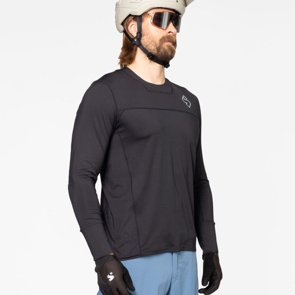Hunter Men's MTB Long Sleeve Cycling Jersey - Black - Breathable & Moisture-Wicking for Mountain Biking & Outdoor Adventures