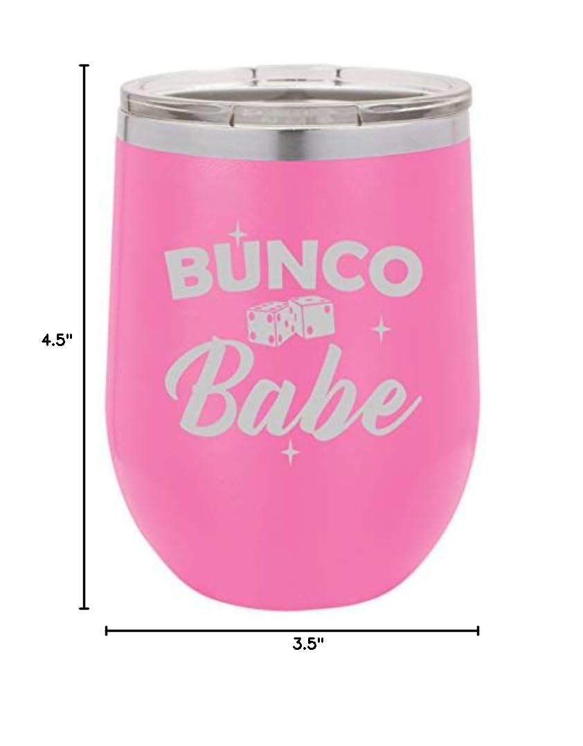12 oz Double Wall Vacuum Insulated Stainless Steel Wine Tumbler - Stemless Coffee Travel Mug with Lid & Non-Slip Base (Hot Pink) - Perfect for Wine, Cocktails, Coffee, Tea, Office, Picnics & Outdoor Adventures